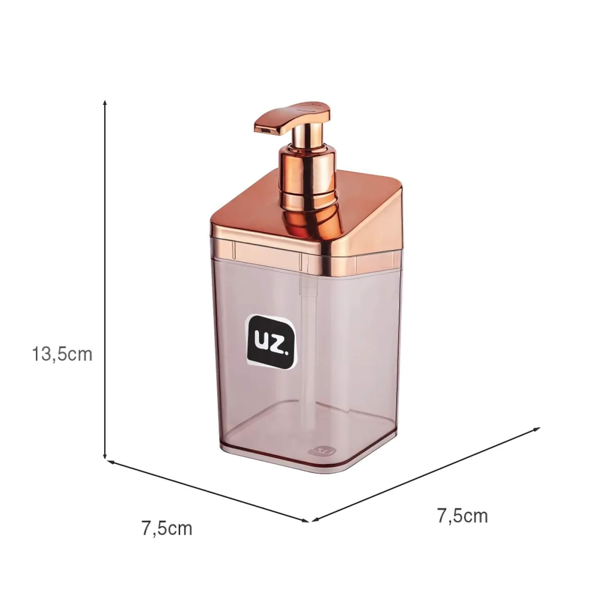 Porta Sabonete Líquido Slim Metalizado Rose UZ Utilidades - UZ545-ROSE