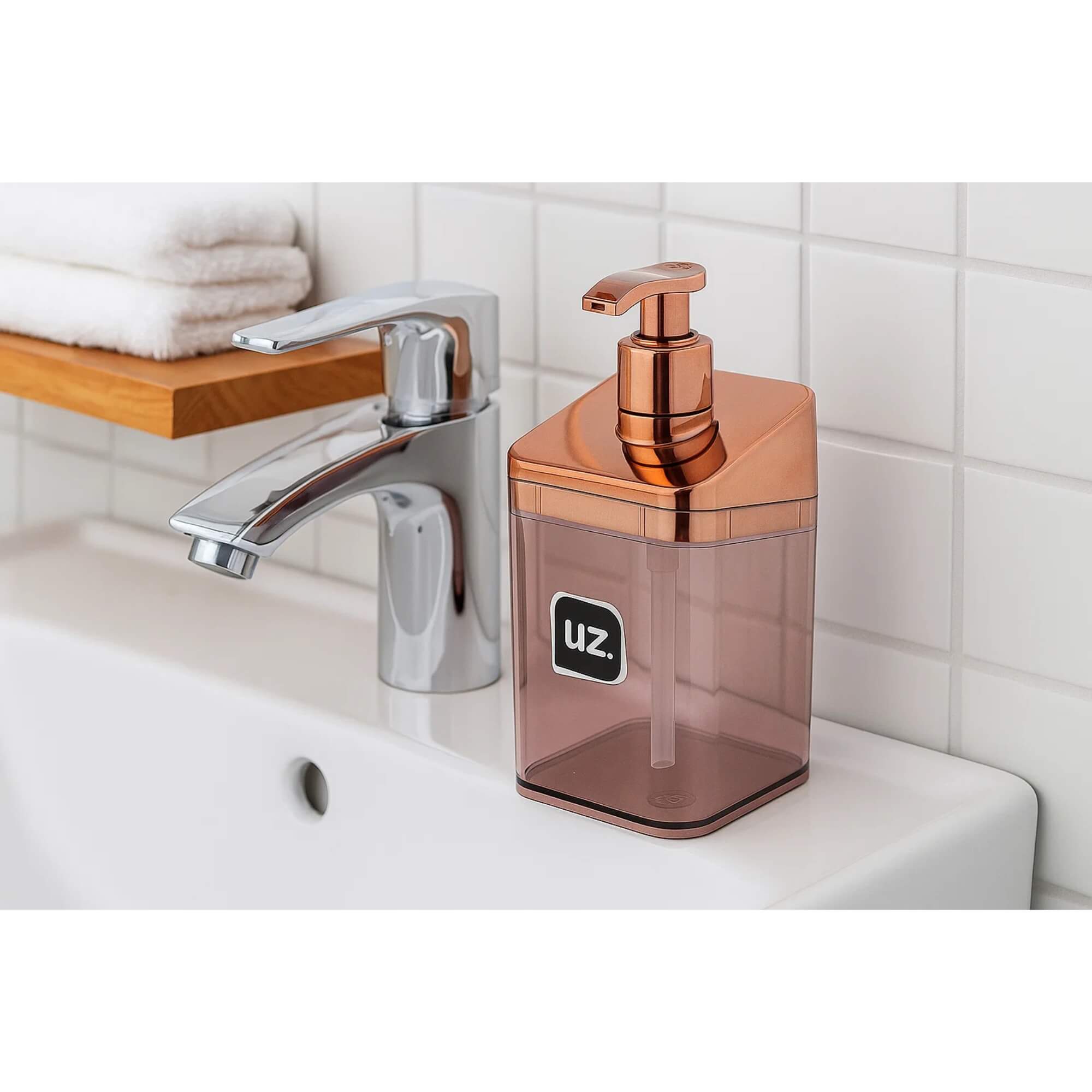Porta Sabonete Líquido Slim Metalizado Rose UZ Utilidades - UZ545-ROSE
