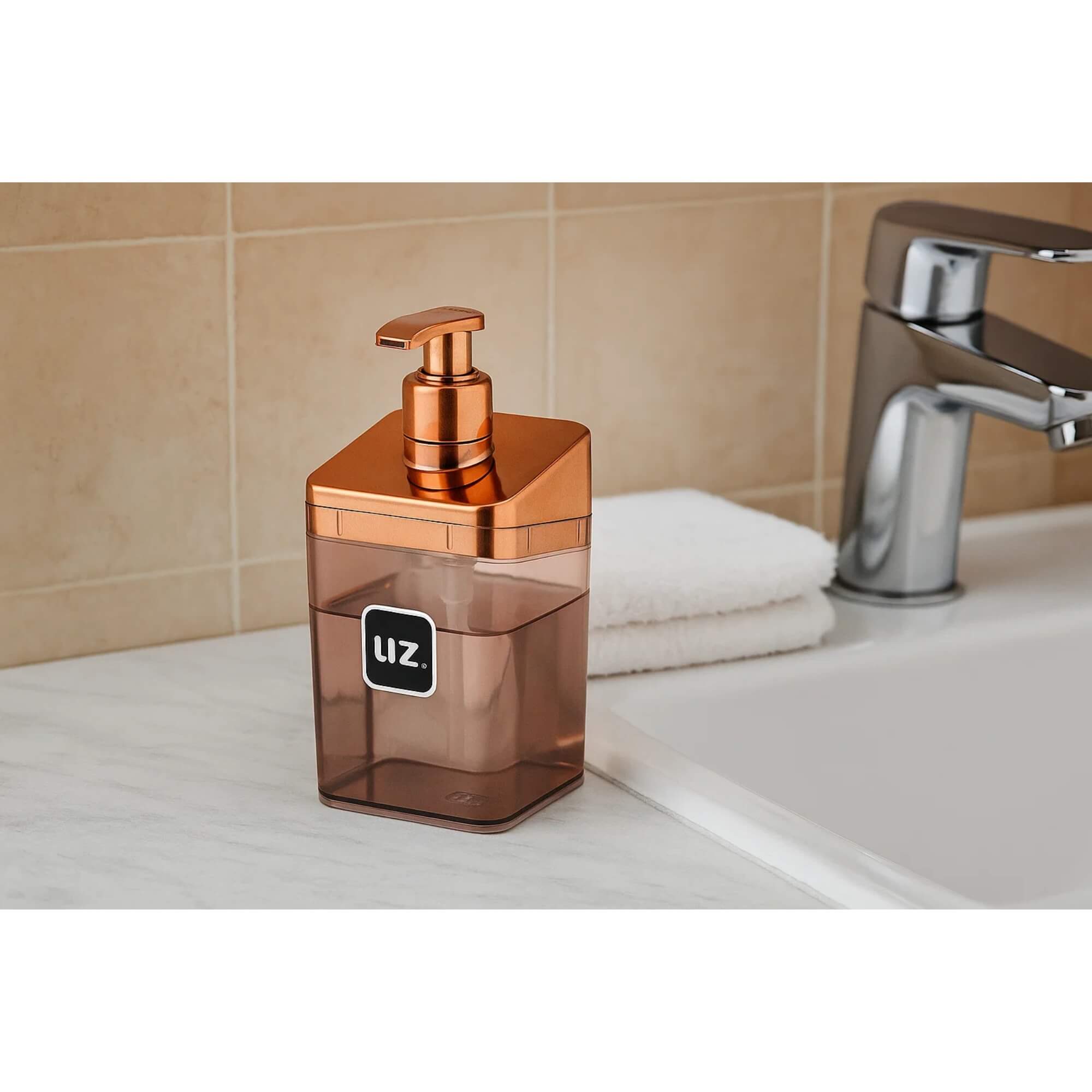 Porta Sabonete Líquido Slim Metalizado Rose UZ Utilidades - UZ545-ROSE