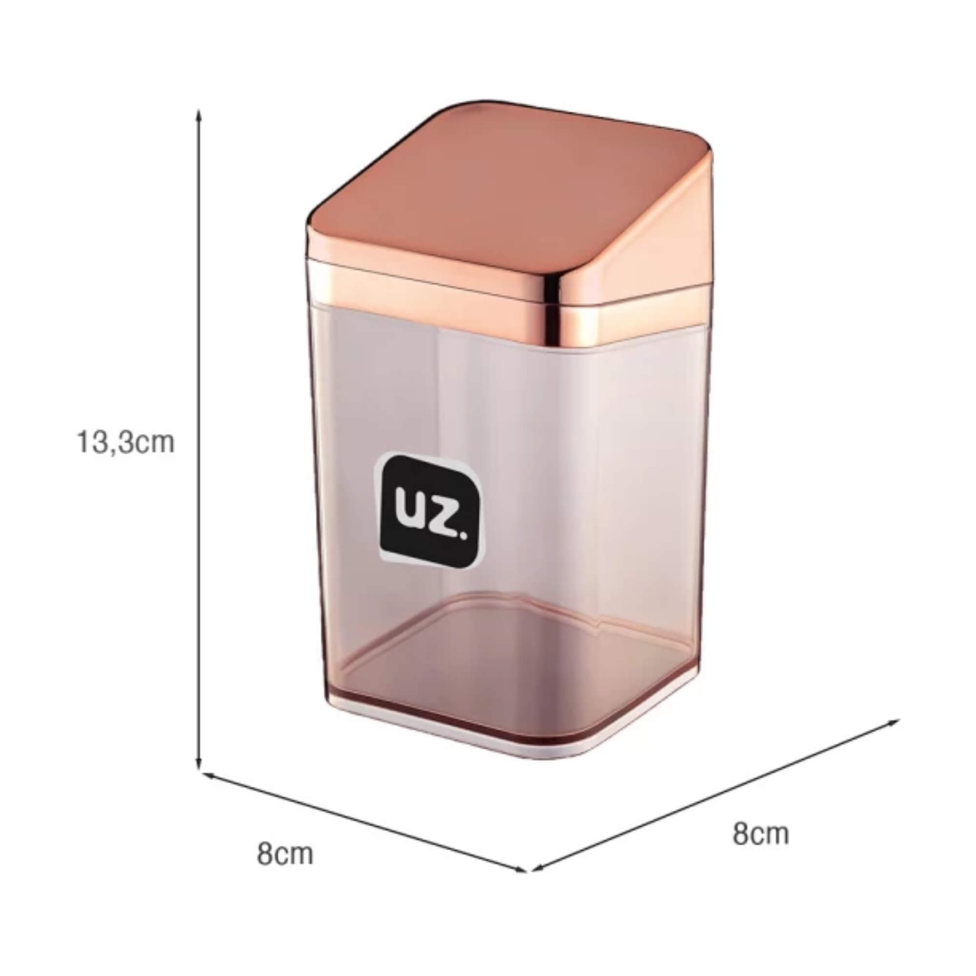 Porta Algodão Slim Metalizado Rose de Plástico UZ Utilidades - UZ546-ROSE