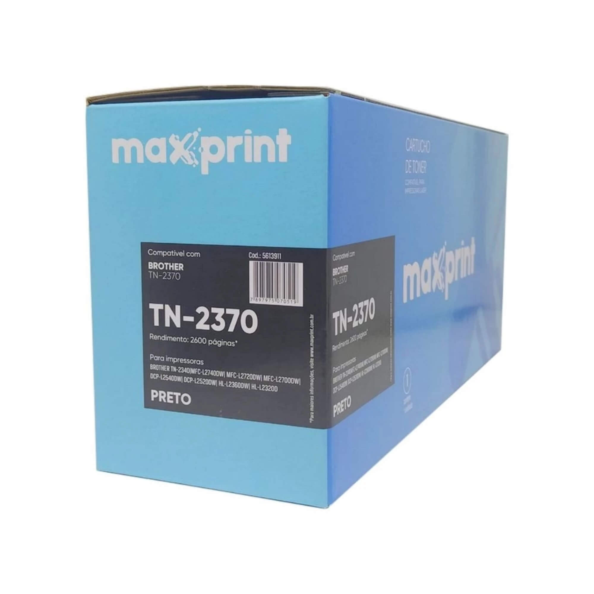 Cartucho de Toner TN-2370 Preto Compatível com Brother Maxprint - 5613911
