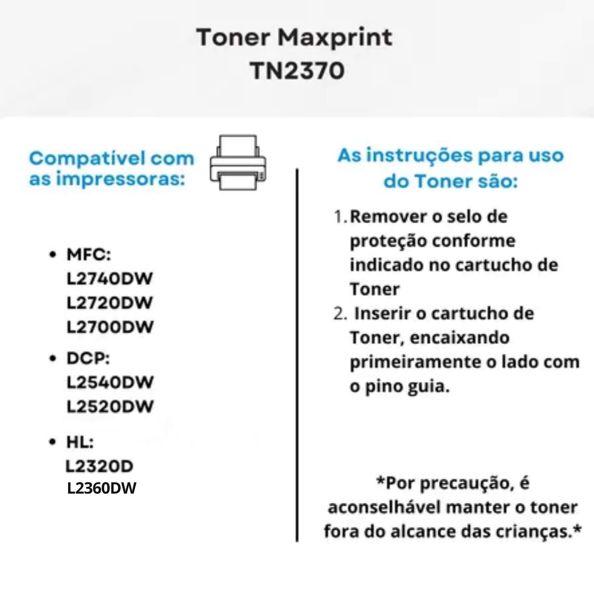 Cartucho de Toner TN-2370 Preto Compatível com Brother Maxprint - 5613911