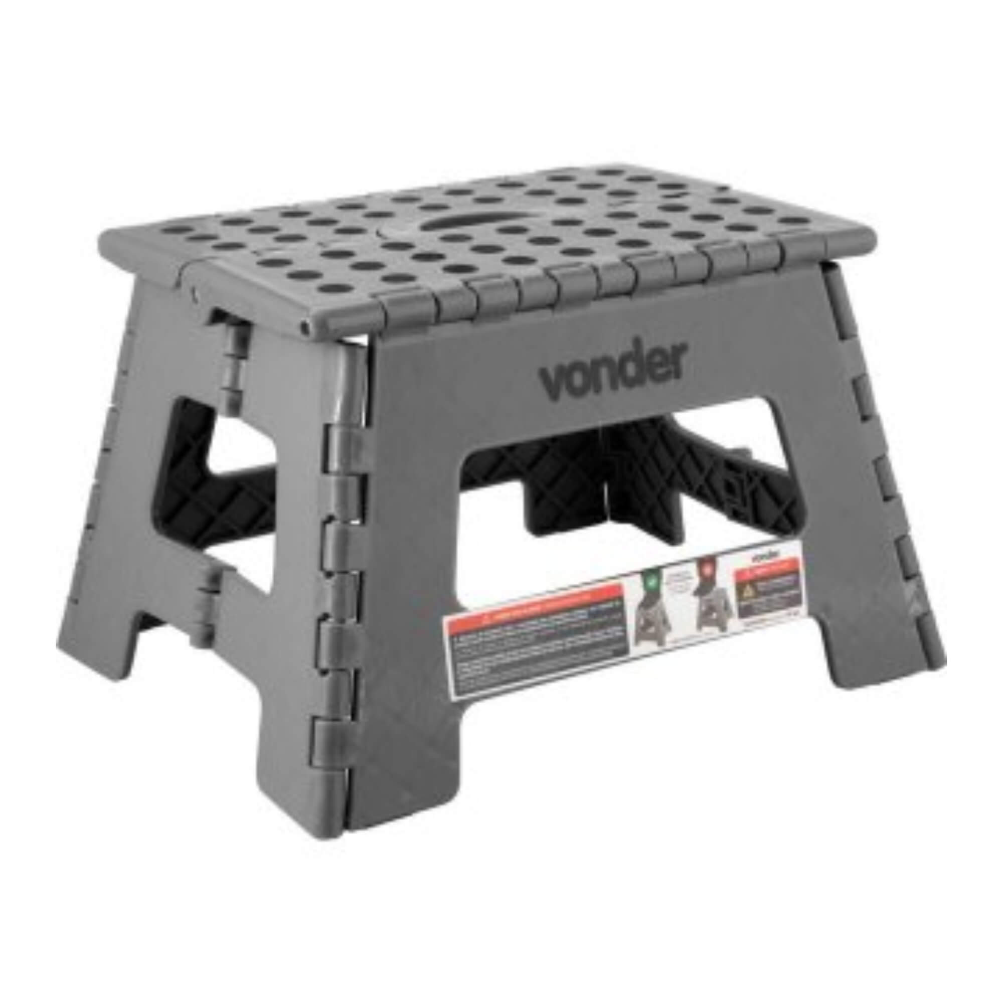 Banqueta Plástica Dobrável Cinza Altura 220 mm Vonder - 3540022004