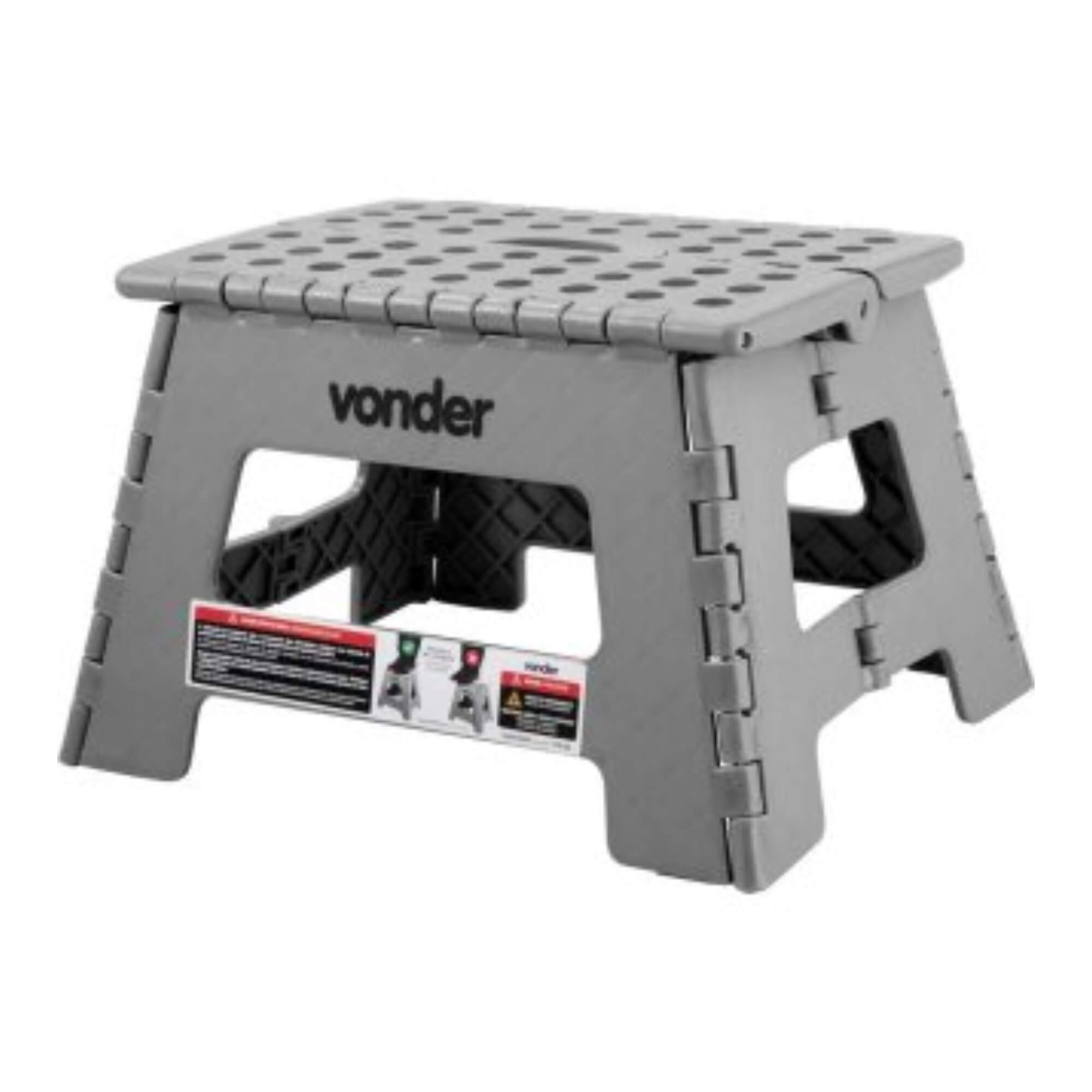 Banqueta Plástica Dobrável Cinza Altura 220 mm Vonder - 3540022004