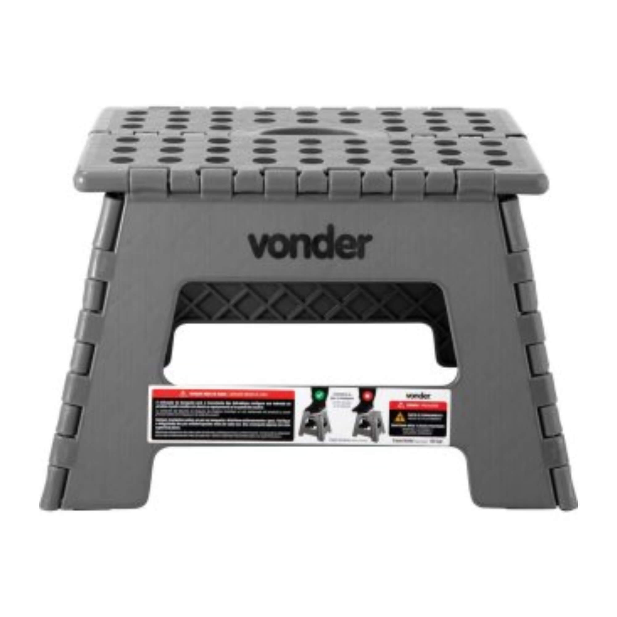 Banqueta Plástica Dobrável Cinza Altura 220 mm Vonder - 3540022004
