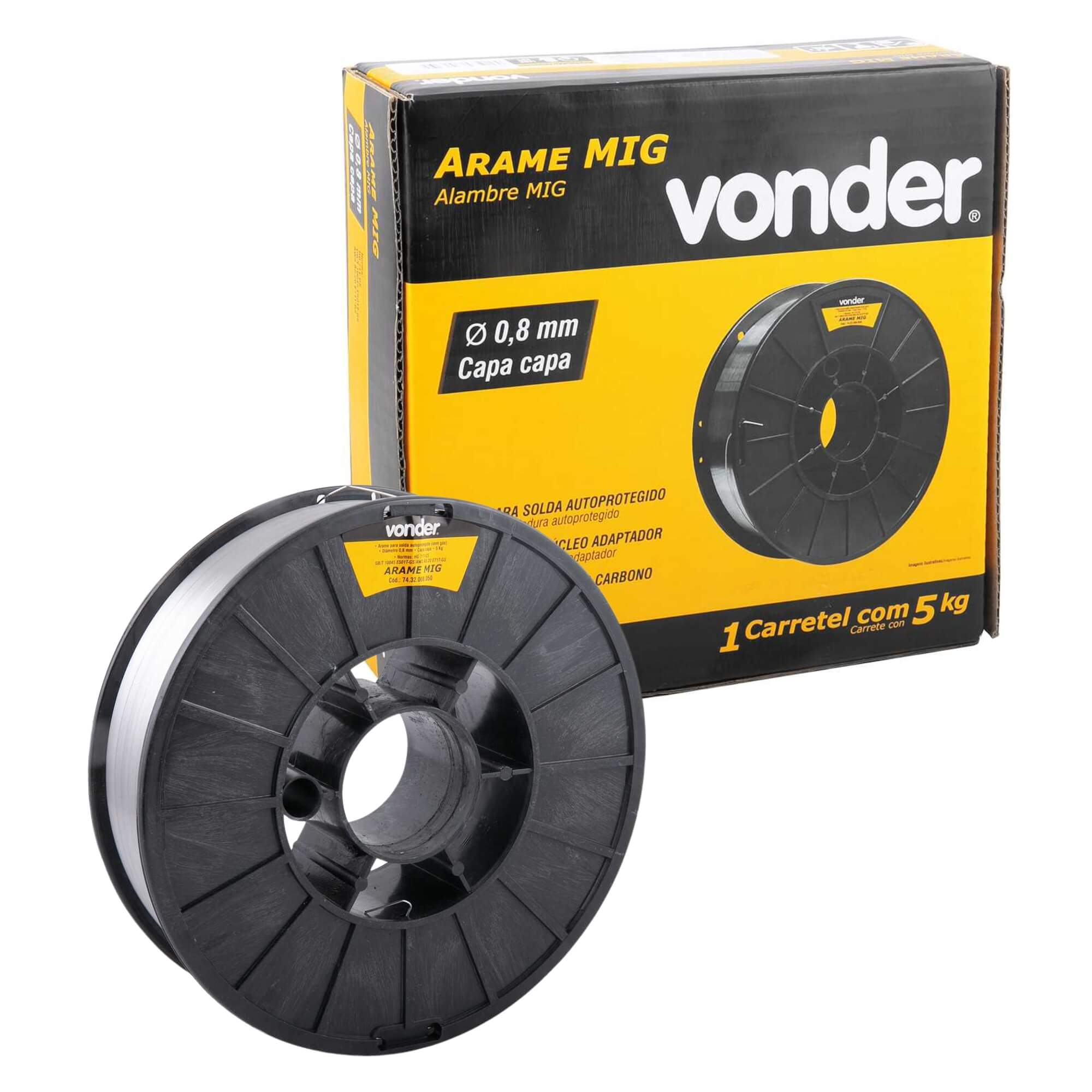 Arame Autoprotegido 0,8mm carretel plástico com 5 kg sem gás Vonder - 7432008050