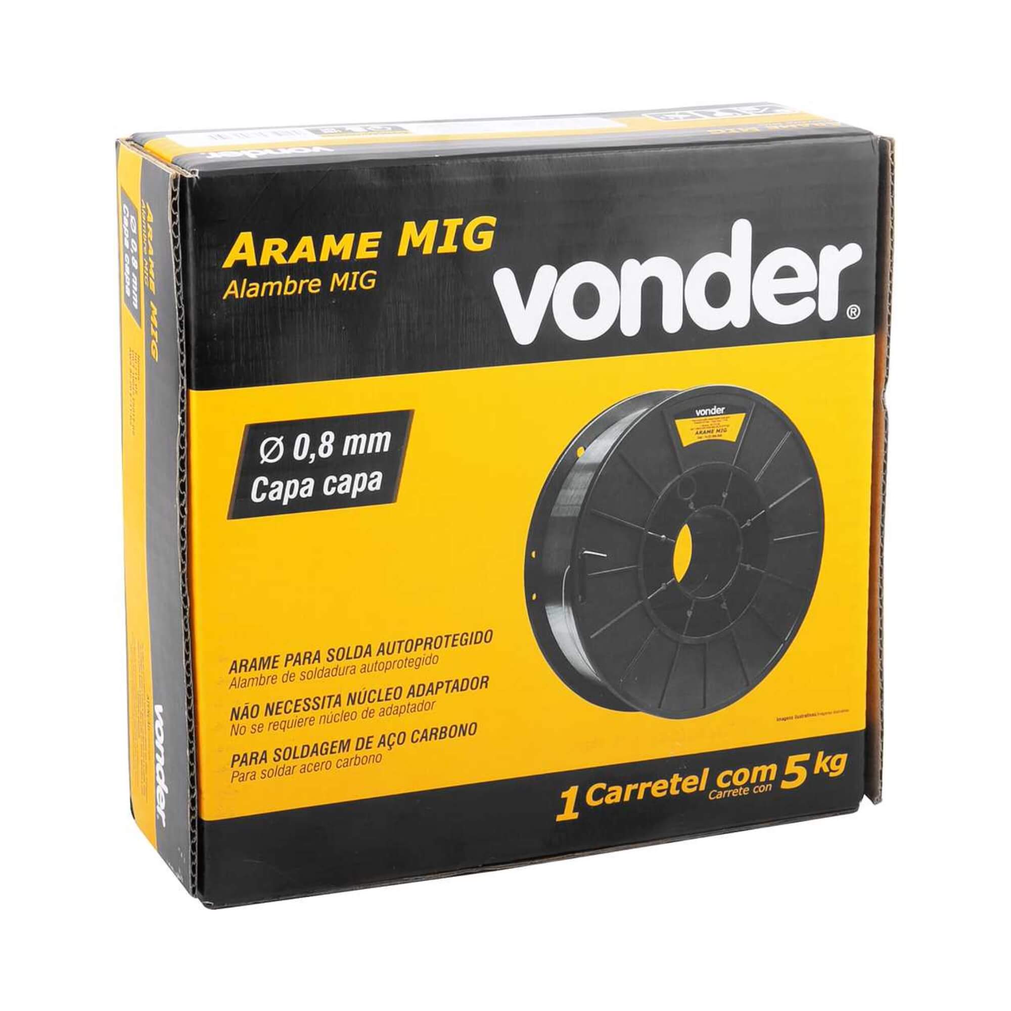 Arame Autoprotegido 0,8mm carretel plástico com 5 kg sem gás Vonder - 7432008050
