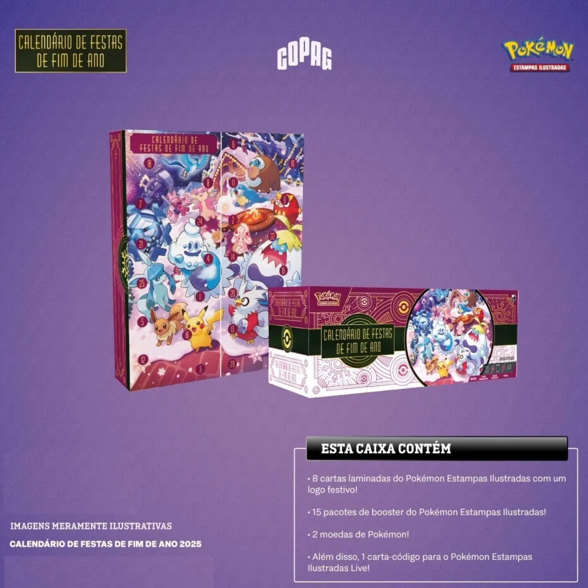 Pokémon Box Calendário Festas Fim de Ano 2025 Copag - 35254