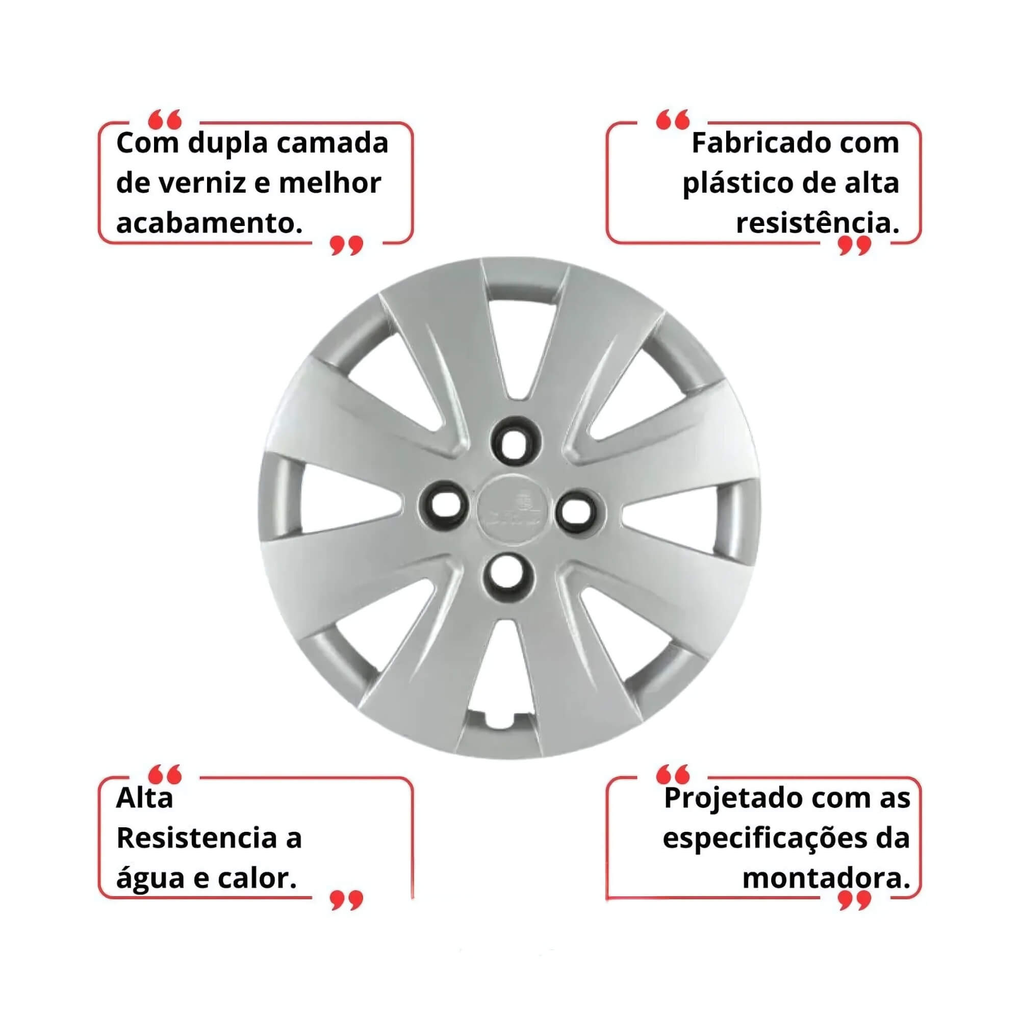 Calota Aro 14" cor Prata Modelo Gol, Voyage, Saveiro G5 09/12 Jogo c/ 4 Calotas Grid - 016CA-PTA-E