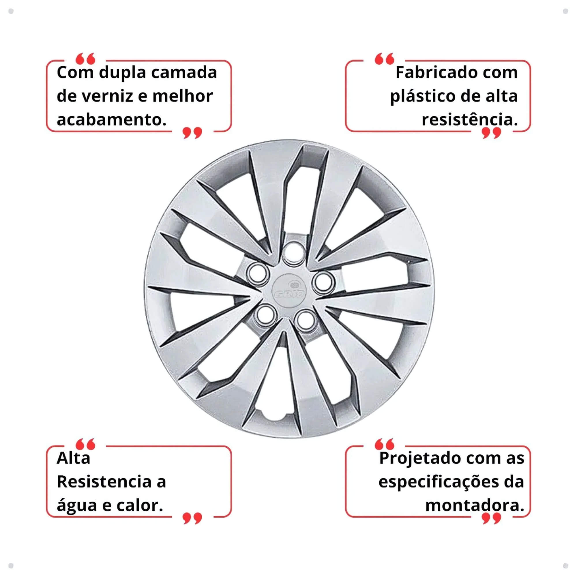 Calota Aro 15" cor Prata Modelo Fox 2015 Jogo c/ 4 Calotas Grid - 147CP-PTA-E