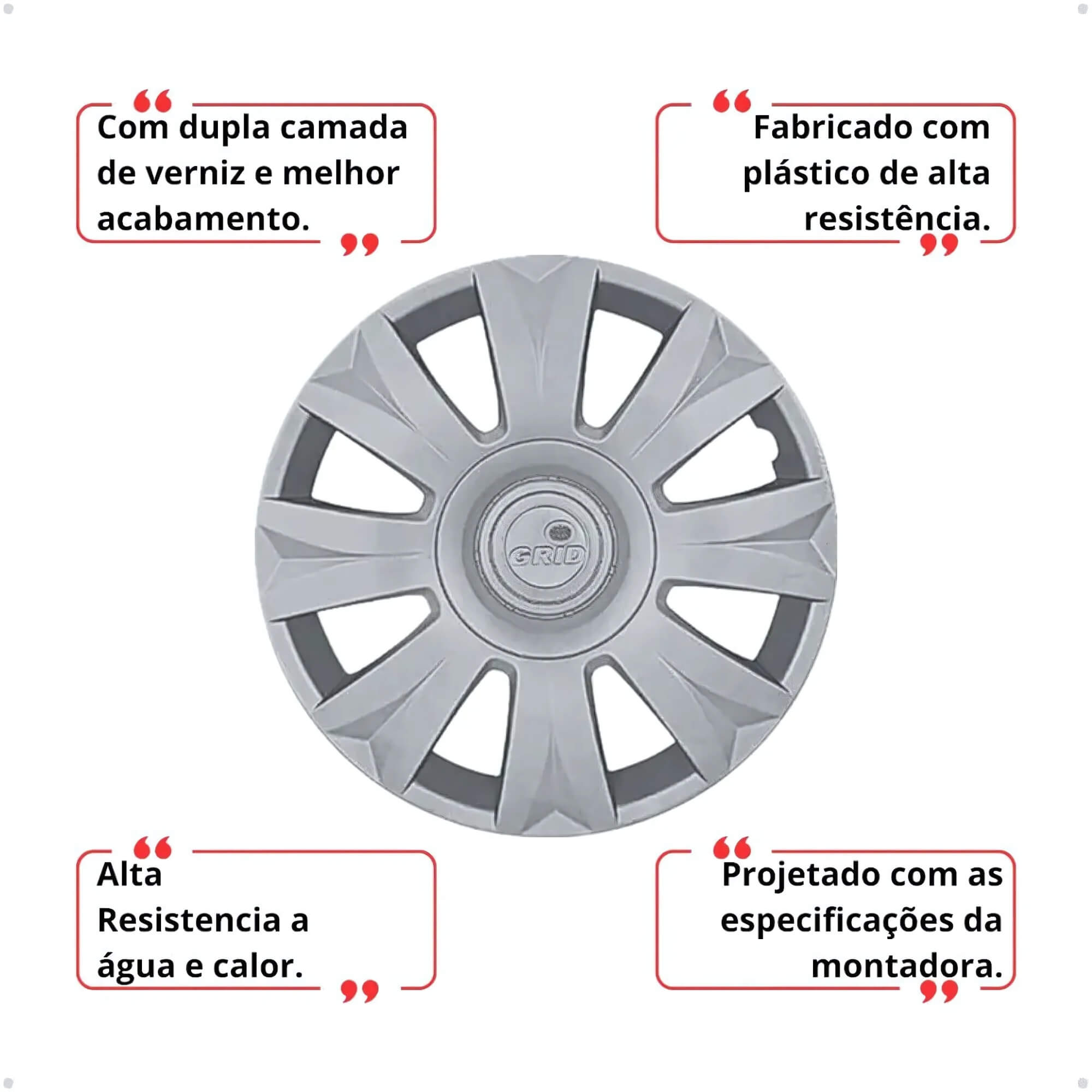 Calota Aro 15" cor Prata Modelo C3 14/15 Jogo c/ 4 Calotas Grid - 169AR-PTA-E