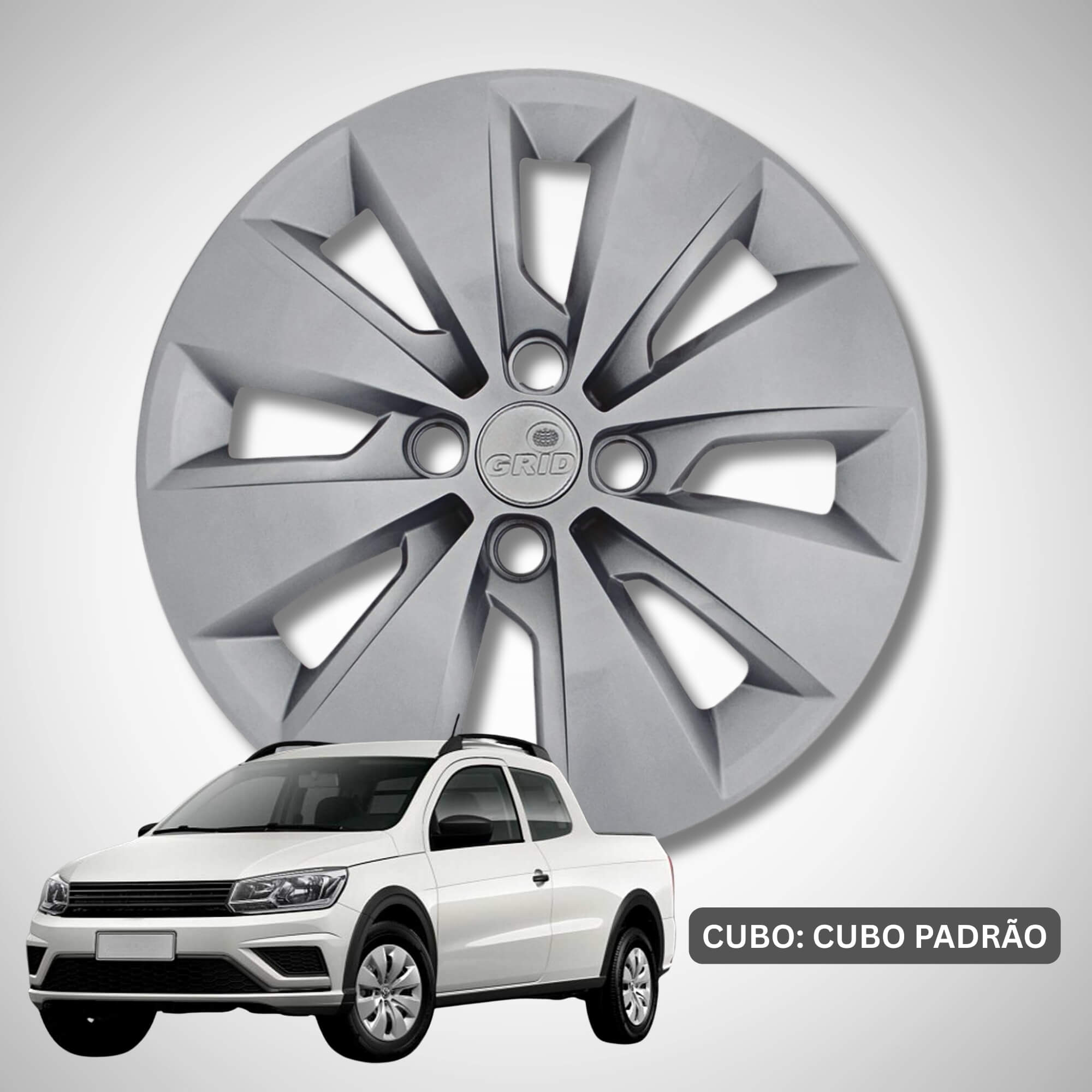 Calota Aro 15" cor Prata modelo Saveiro 17/18 Jogo c/ 4 Calotas Grid - 248CP-PTA-E