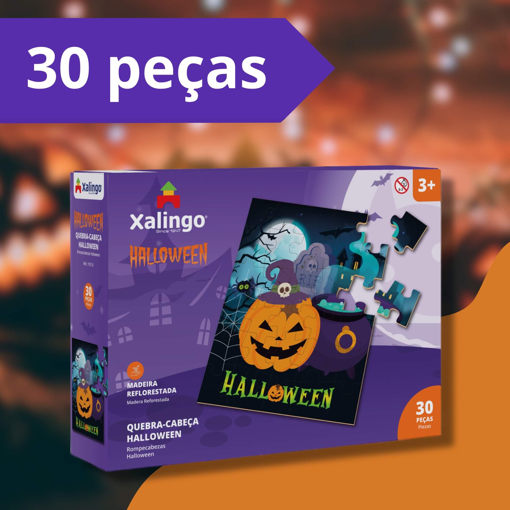Brinquedo Infantil Quebra-Cabeça Halloween 30 Peças Xalingo - 11310