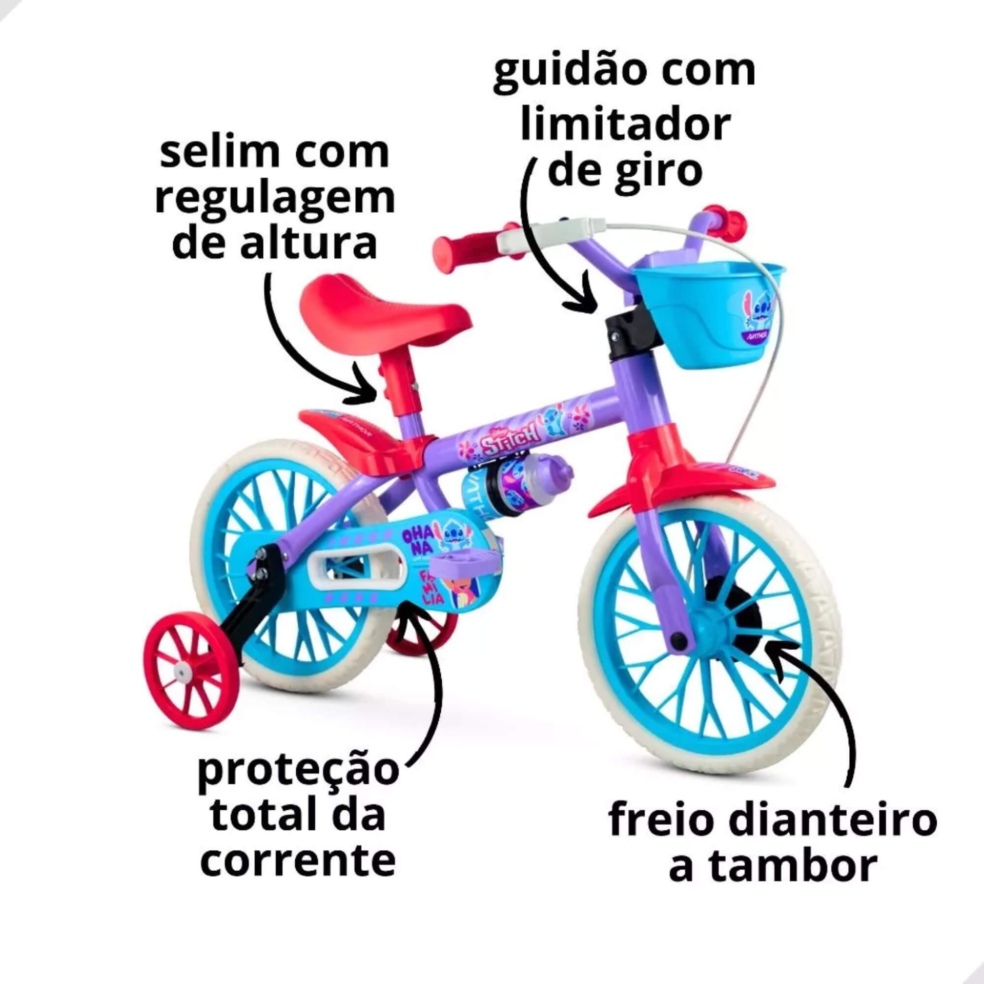 Bicicleta Infantil Aro 12" Stitch Nathor - 101260160004
