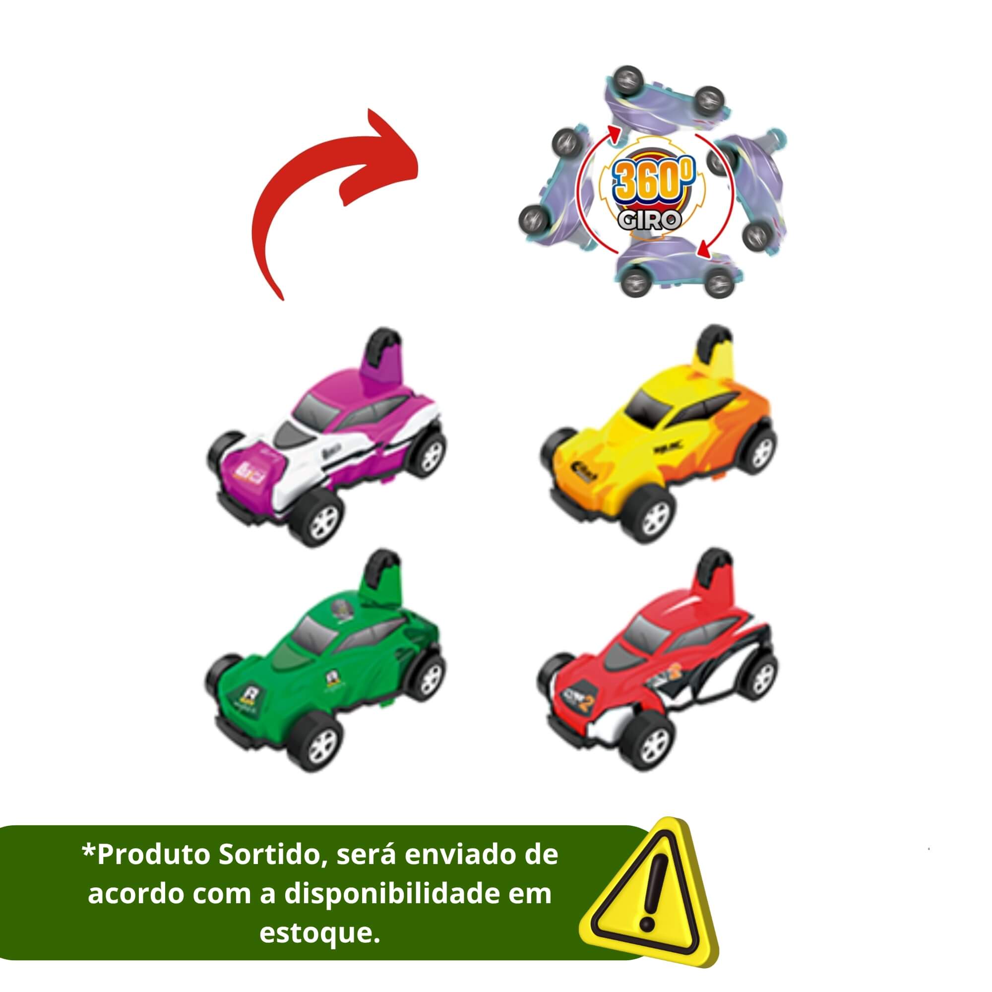 COMP Kit 3 Carrinhos Radicais 360° Movidos a Fricção Sortidos Fenix Brinquedos