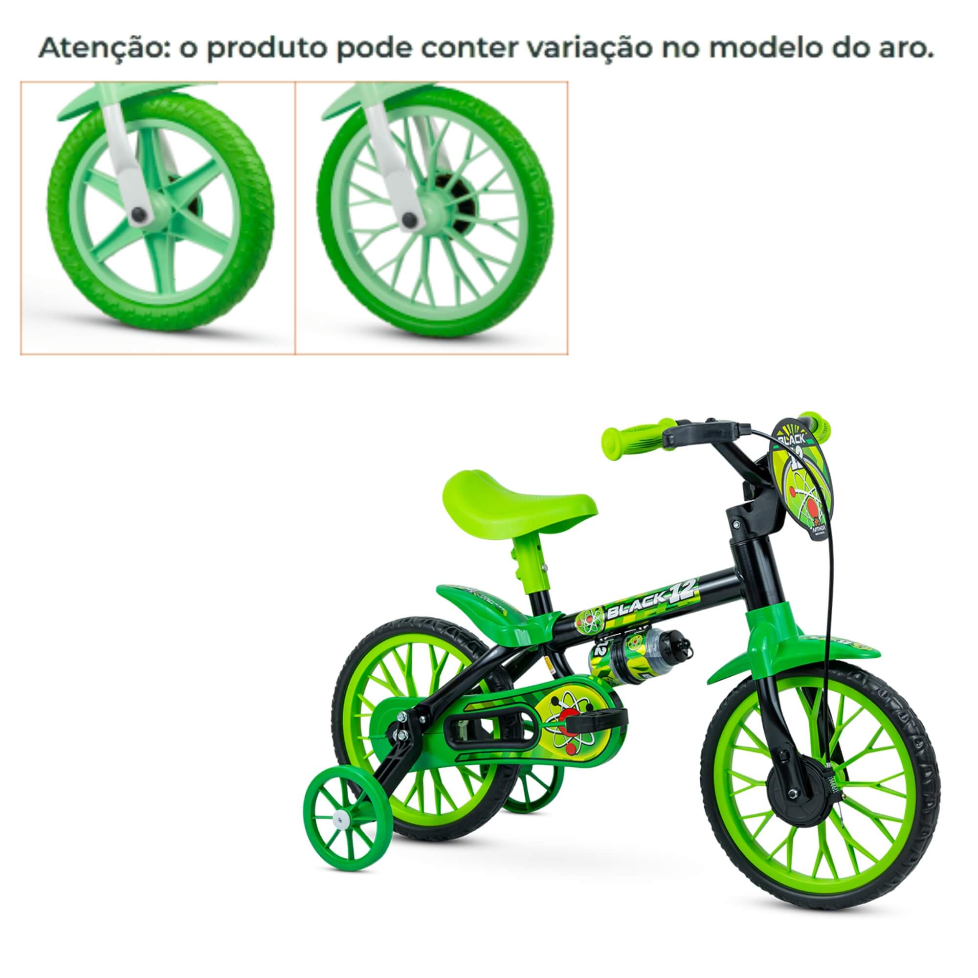 Bicicleta Infantil Aro 12" Black Nathor - 100010160035