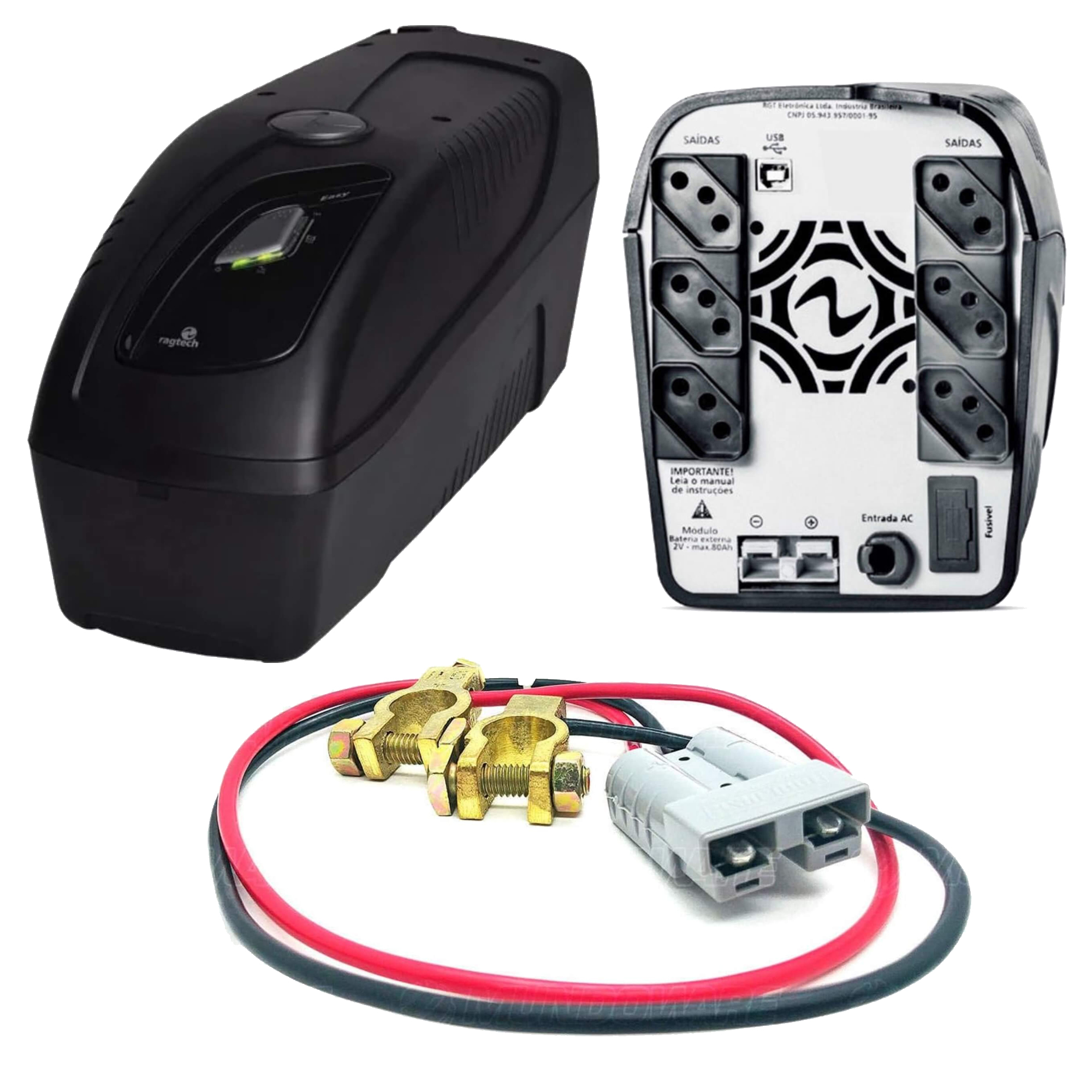 COMP Kit Nobreak Ragtech 1400VA CBU-TI 20NEW4154 Easy Way Bivolt + Cabo de Bateria 12v