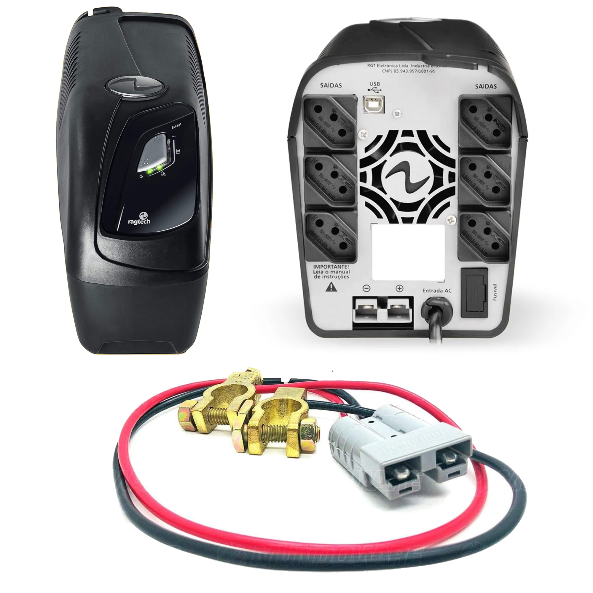 COMP Kit Nobreak Easy Way 1500VA GT CBU-TI Bivolt Entrada 115V 127V 220V e Saída 115V + Cabo Bateria 12v