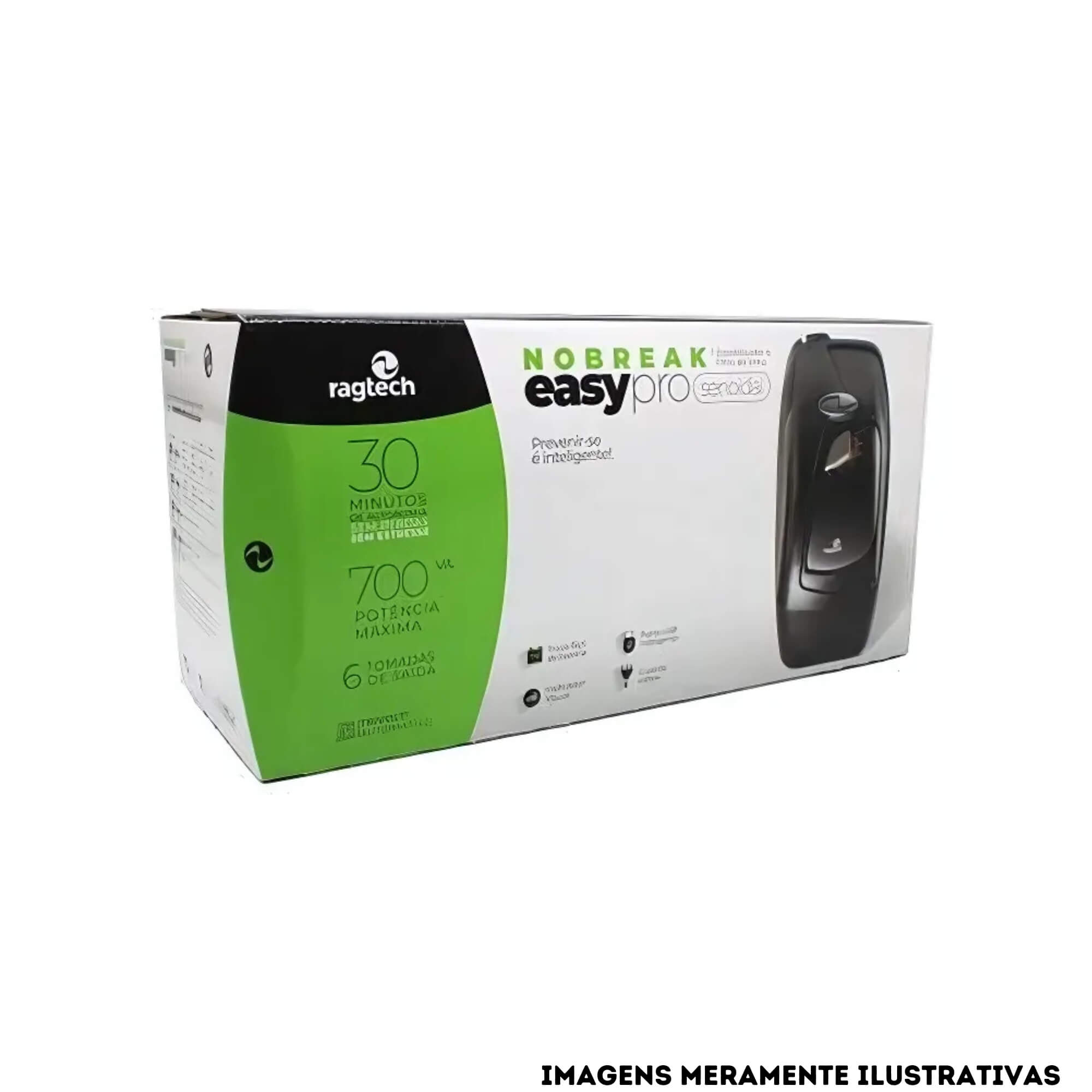 COMP Kit Nobreak Ragtech 700VA Senoidal 4164 Easy Pro Trivolt + Cabo de Bateria 12v