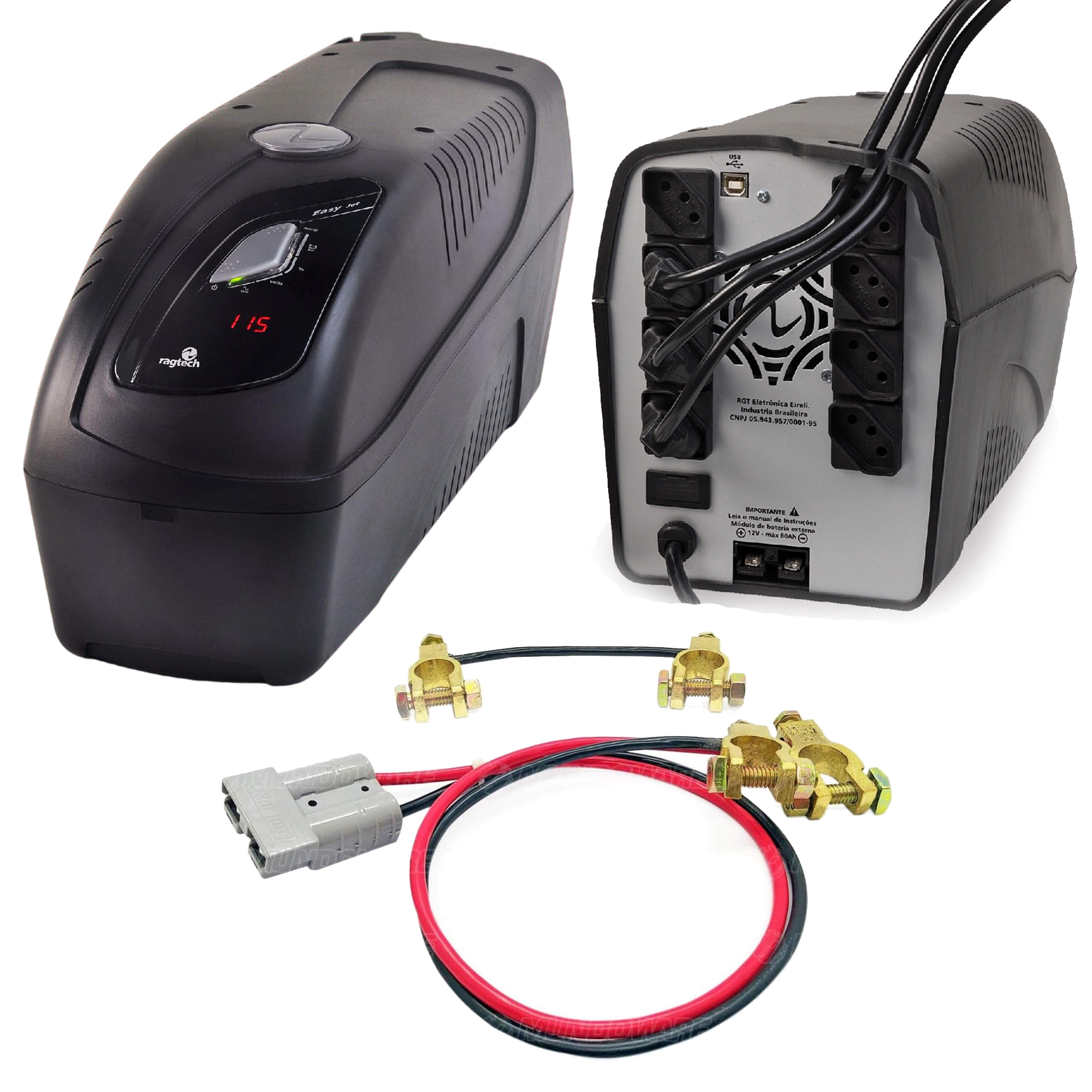COMP Kit Nobreak Ragtech 2000VA CBUTI 20NEJ4222 Easy Jet Trivolt + Cabo de Bateria 24v