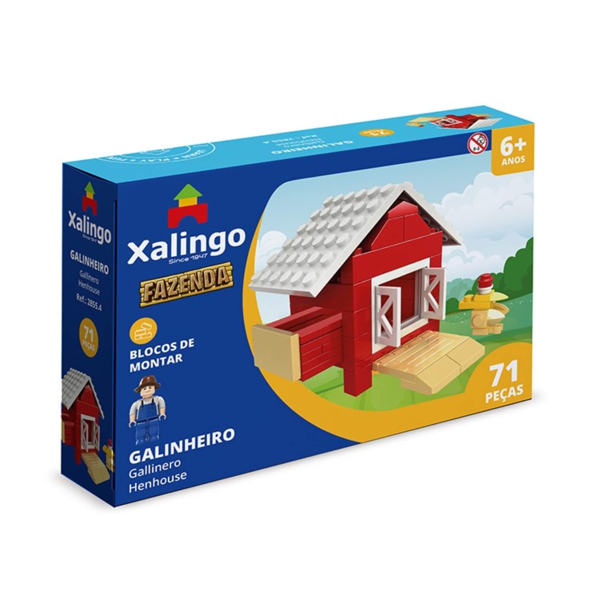 Brinquedo Infantil Blocos de Montar Fazenda Galinheiro 71 peças Xalingo - 28554