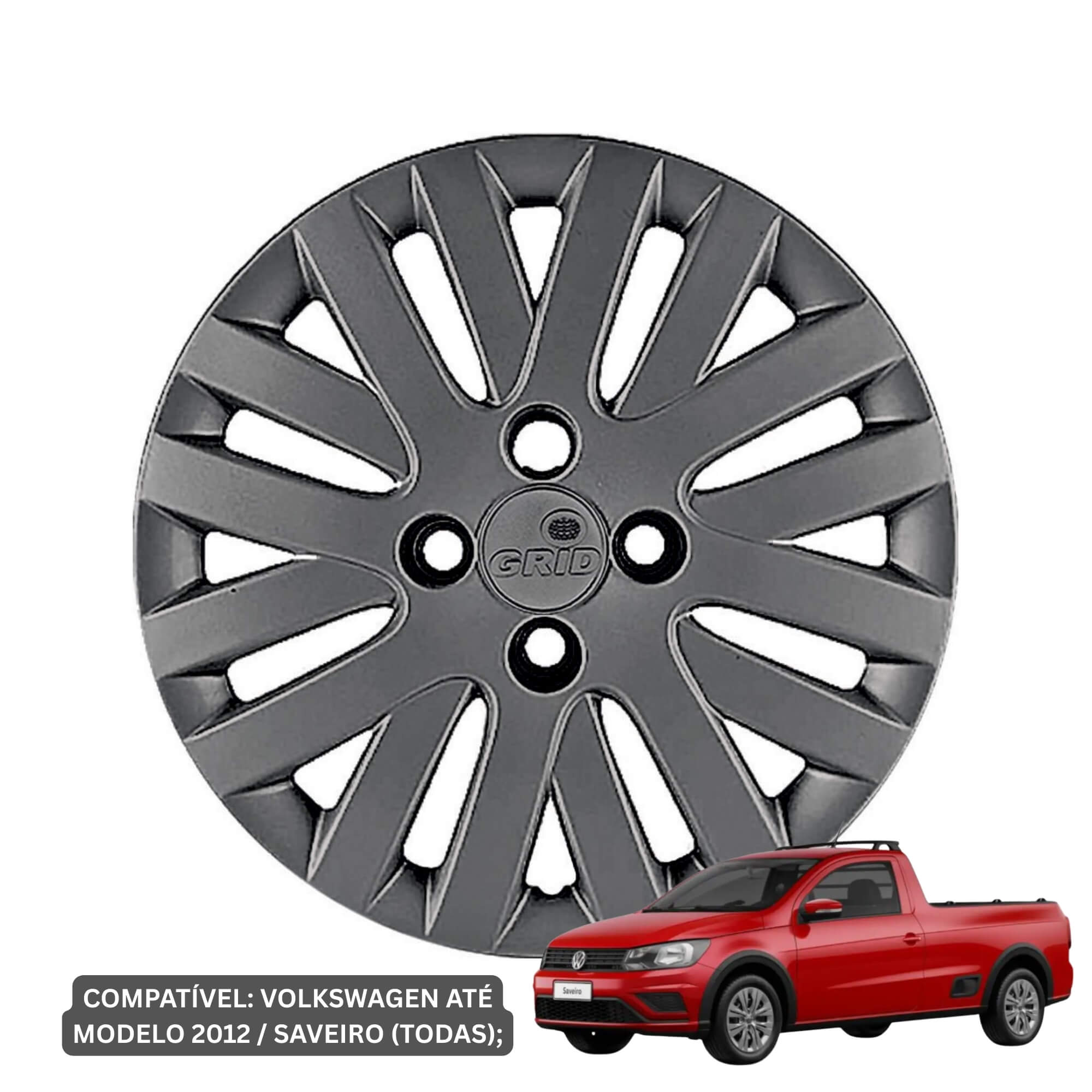 Calota Aro 14" cor Grafite Modelo Gol/Voyage/Saveiro G5 09/11 Jogo c/ 4 Calotas Grid - 009CA-GFT-E