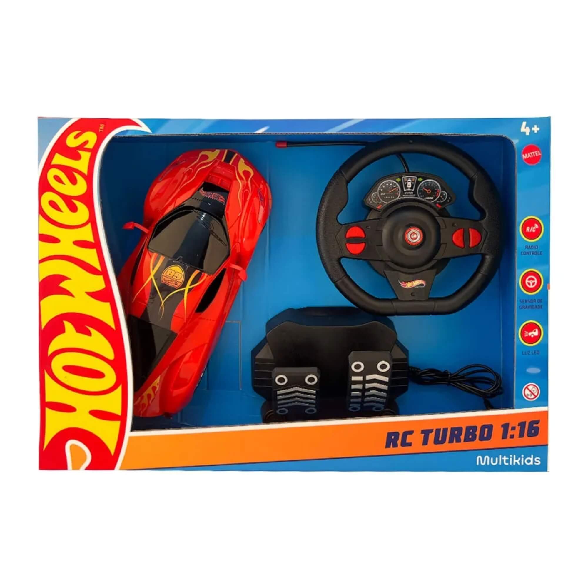 Brinquedo Infantil Carrinho de Controle Remoto Vermelho Hot Wheels Multikids - BR2444