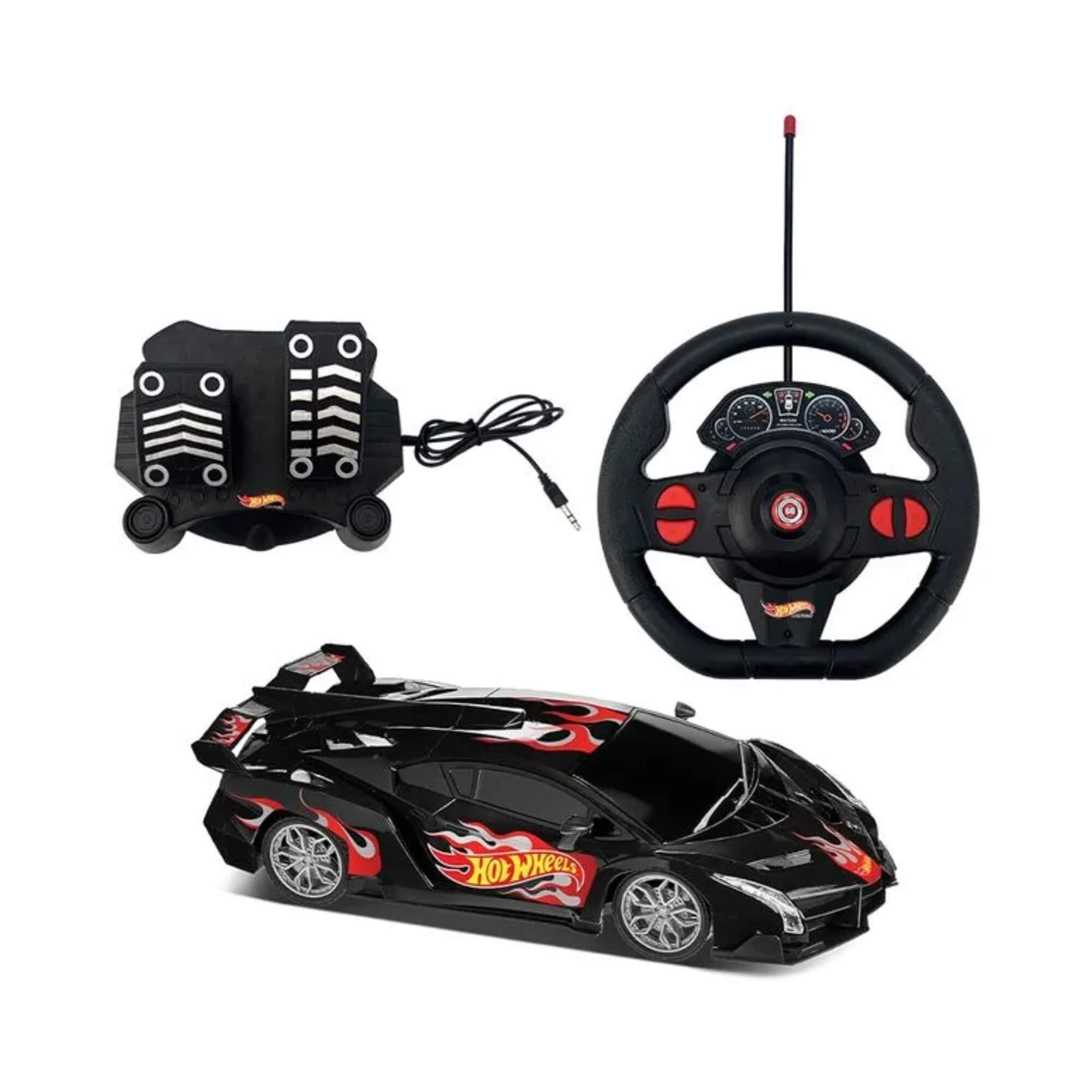 Brinquedo Infantil Carrinho de Controle Remoto Hot Wheels Turbo Preto Multikids - BR2445