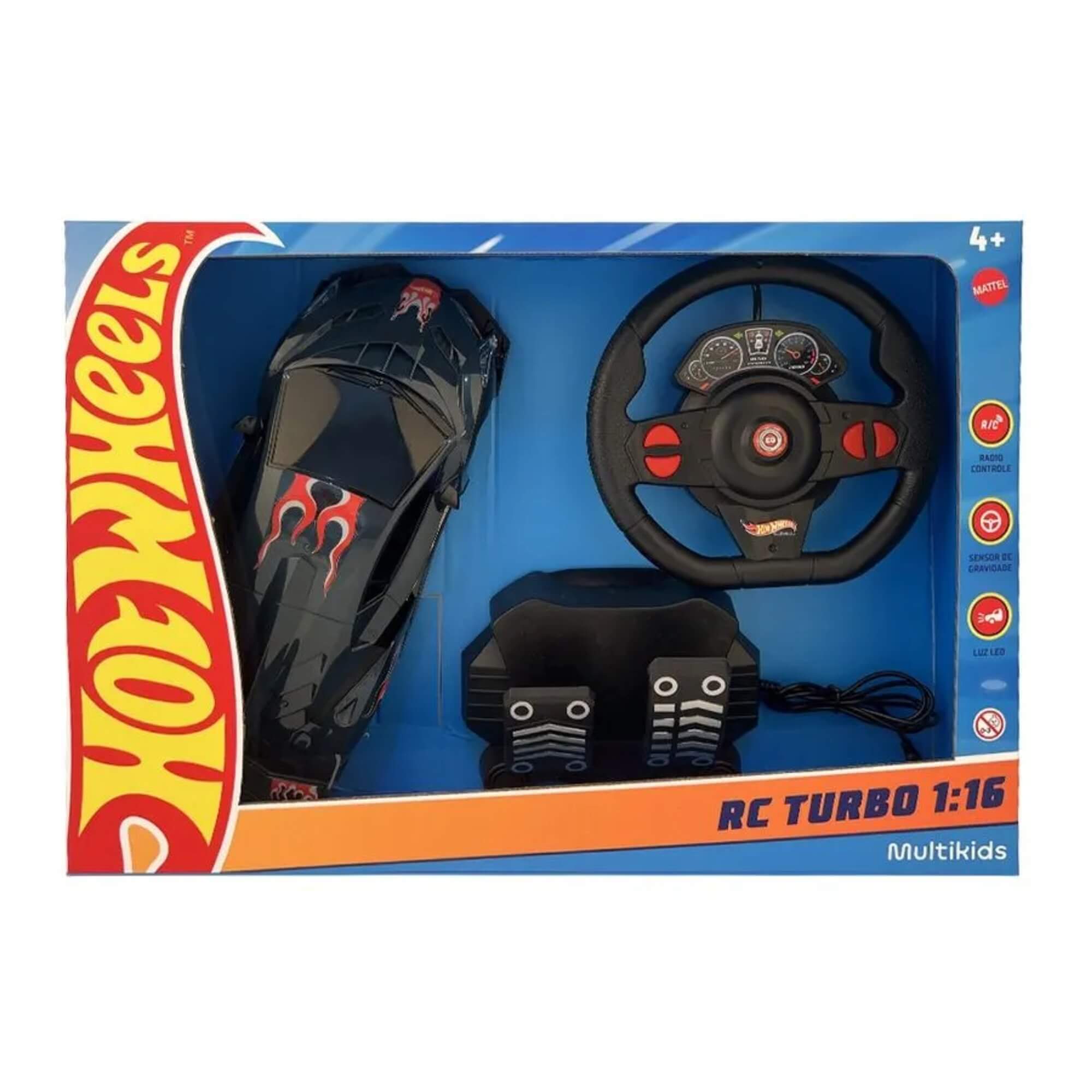 Brinquedo Infantil Carrinho de Controle Remoto Hot Wheels Turbo Preto Multikids - BR2445