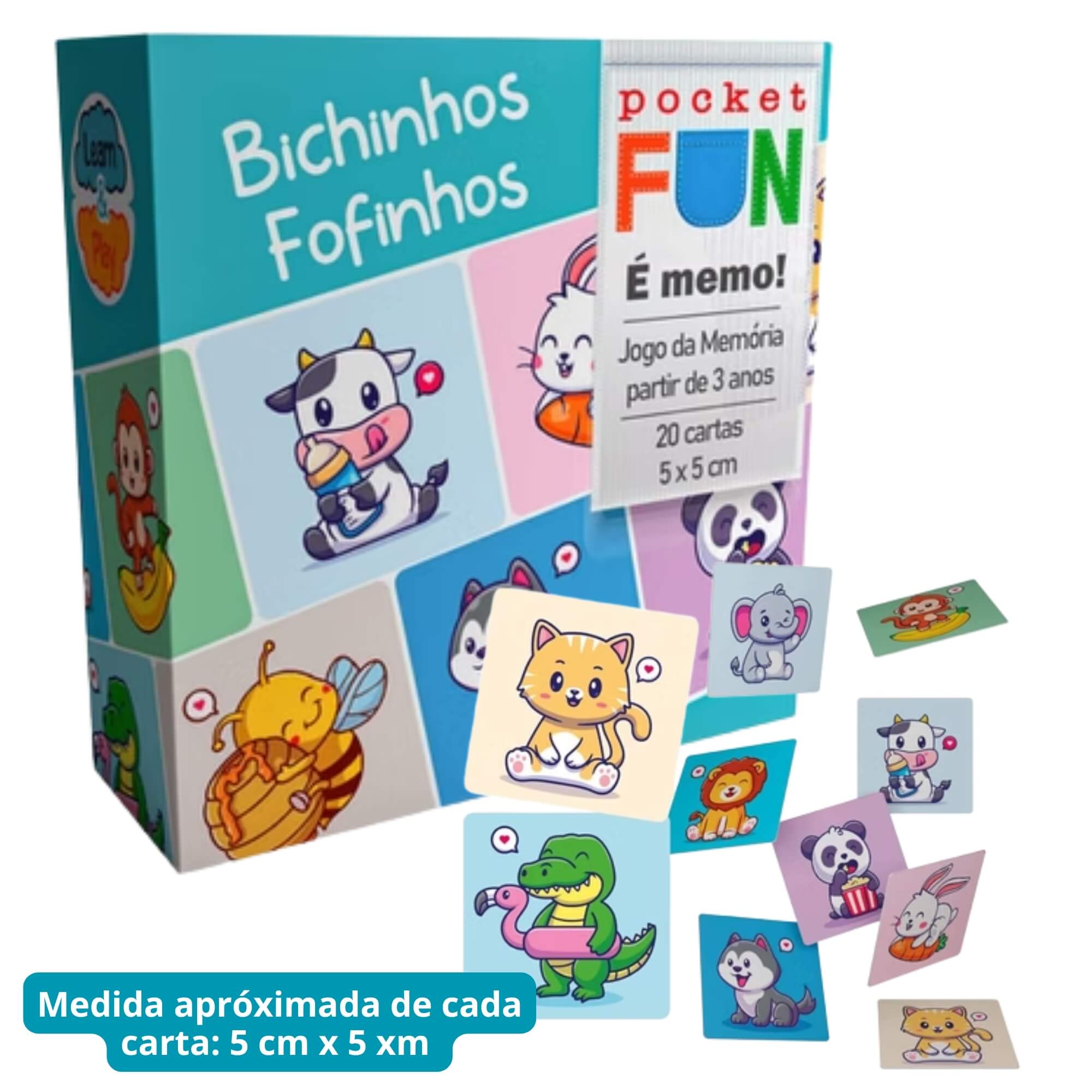 Jogo Pocket Fun Memória Bichinhos Fofinhos c/ 20 cartas Cooper Fun - 10023