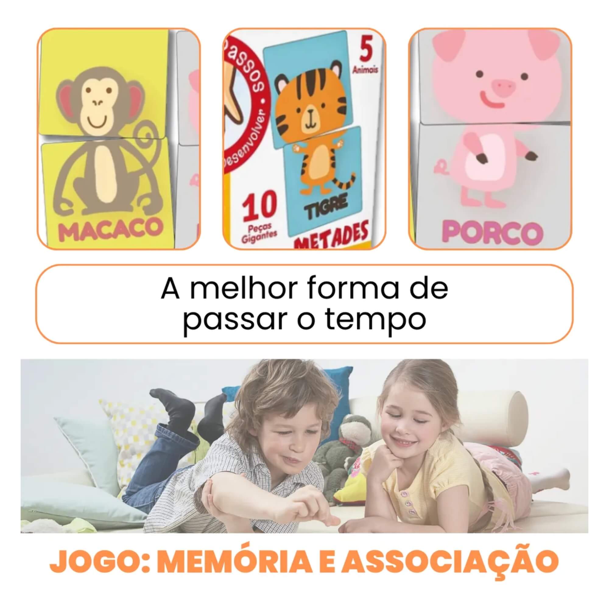 Jogo Associação para Pequeninos + Memória Metades - Peças Gigantes com 10 Peças Gigantes Cooper Fun - 00050