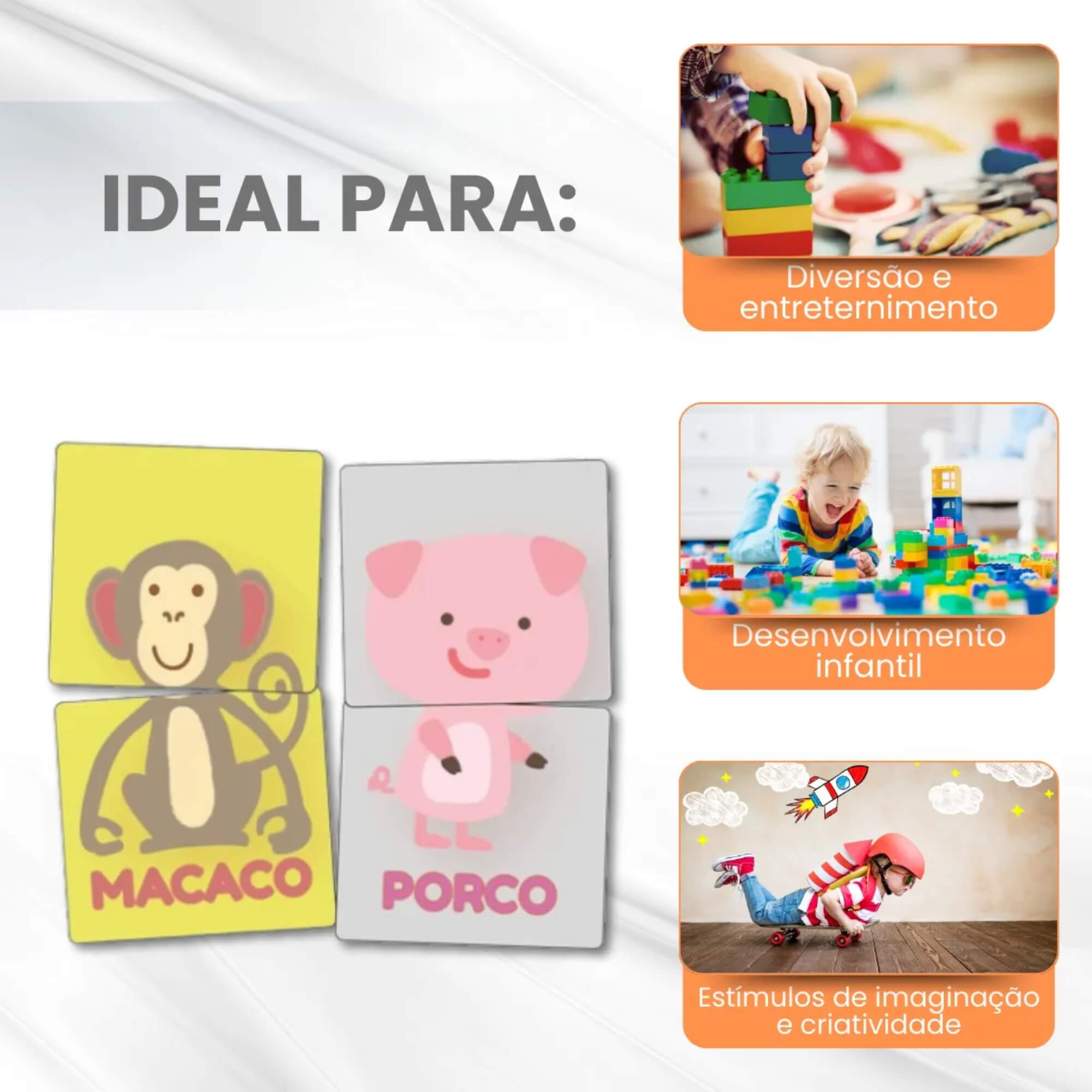 Jogo Associação para Pequeninos + Memória Metades - Peças Gigantes com 10 Peças Gigantes Cooper Fun - 00050