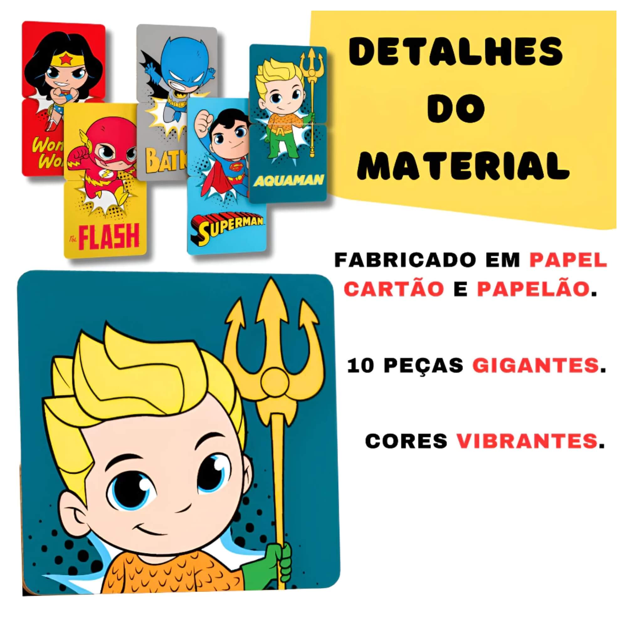 Jogo Educativo de Associação DC Super Friends Peças Gigantes Metades Cooper Fun - 00073