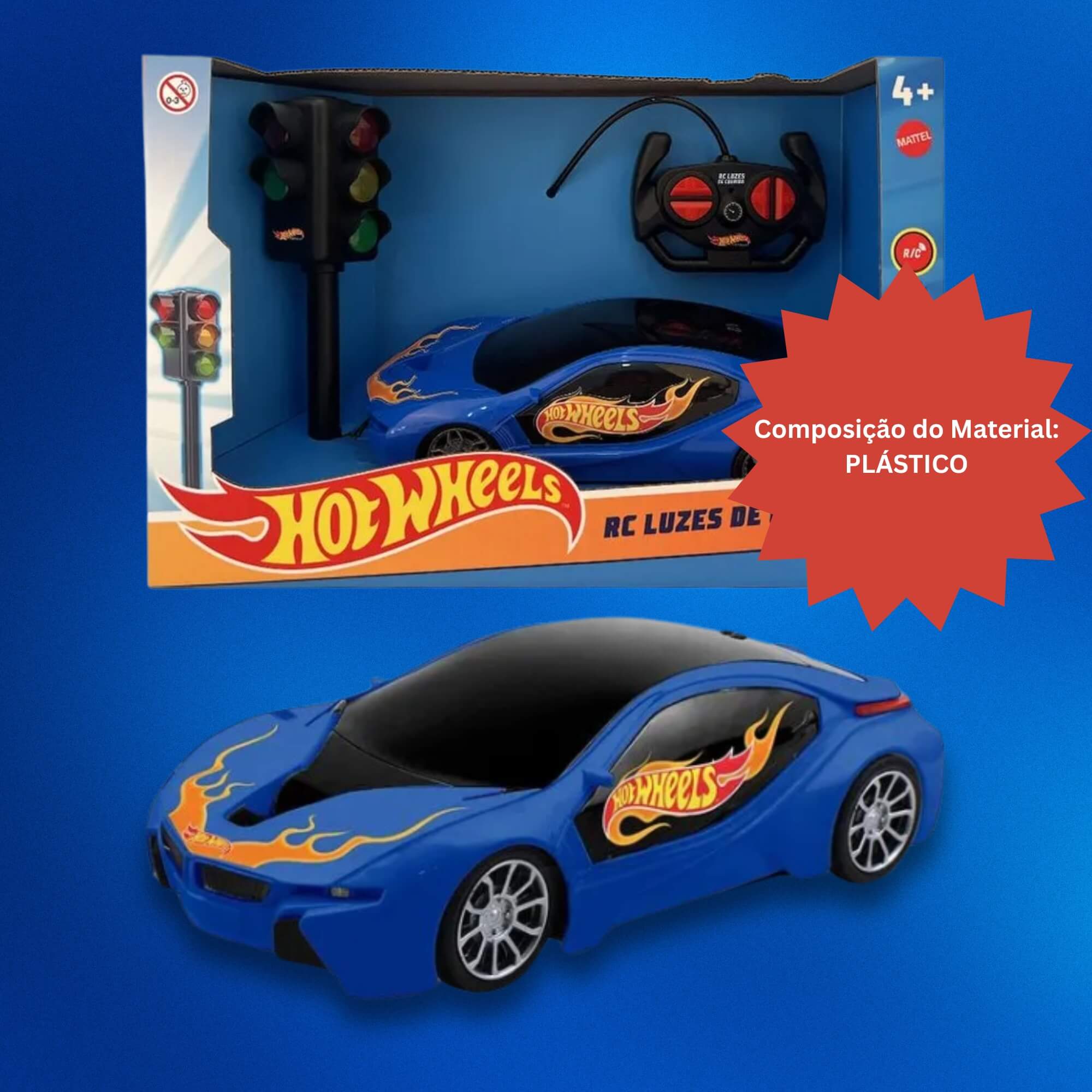 Brinquedo Infantil Carrinho de Controle Remoto Hot Wheels Azul Multikids - BR2447