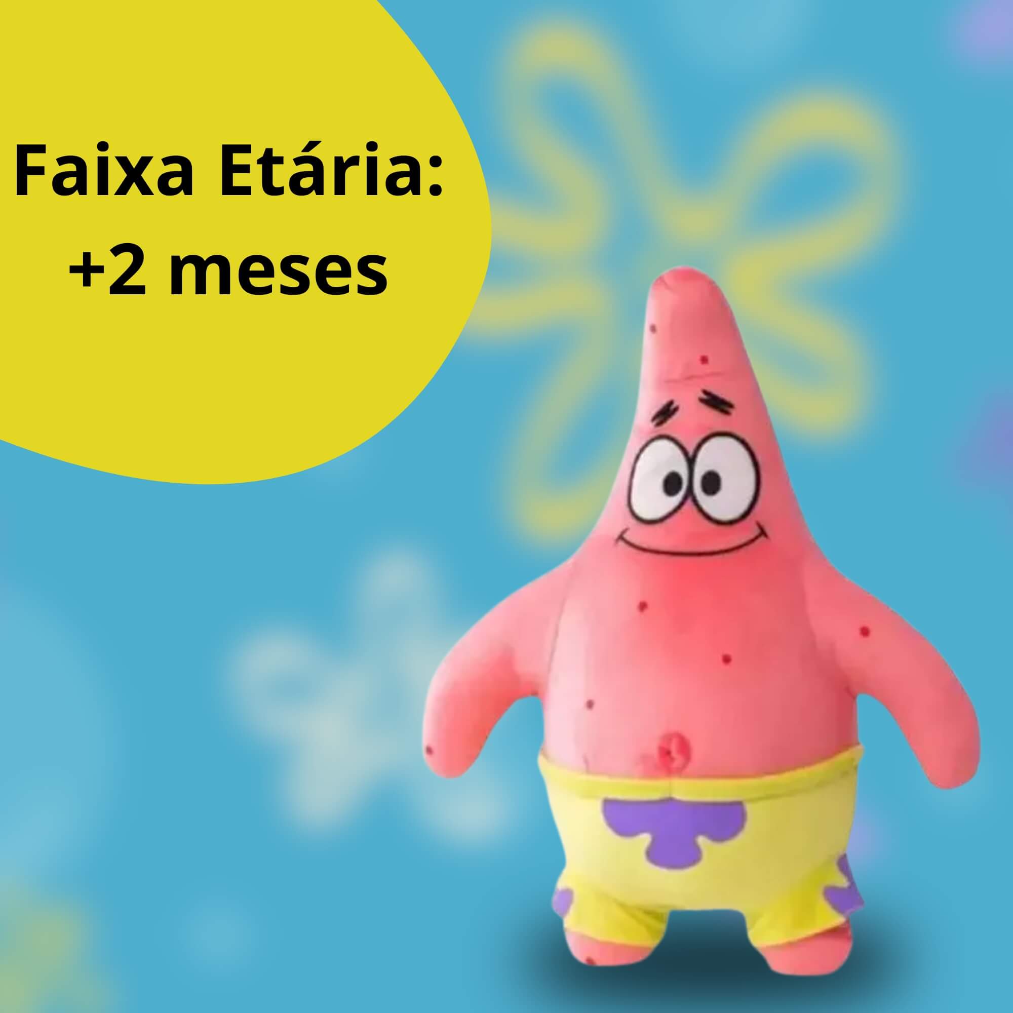 Brinquedo Pelúcia Infantil Bob Esponja Patrick Estrela 45cm Poliéster Multikids - BR2522