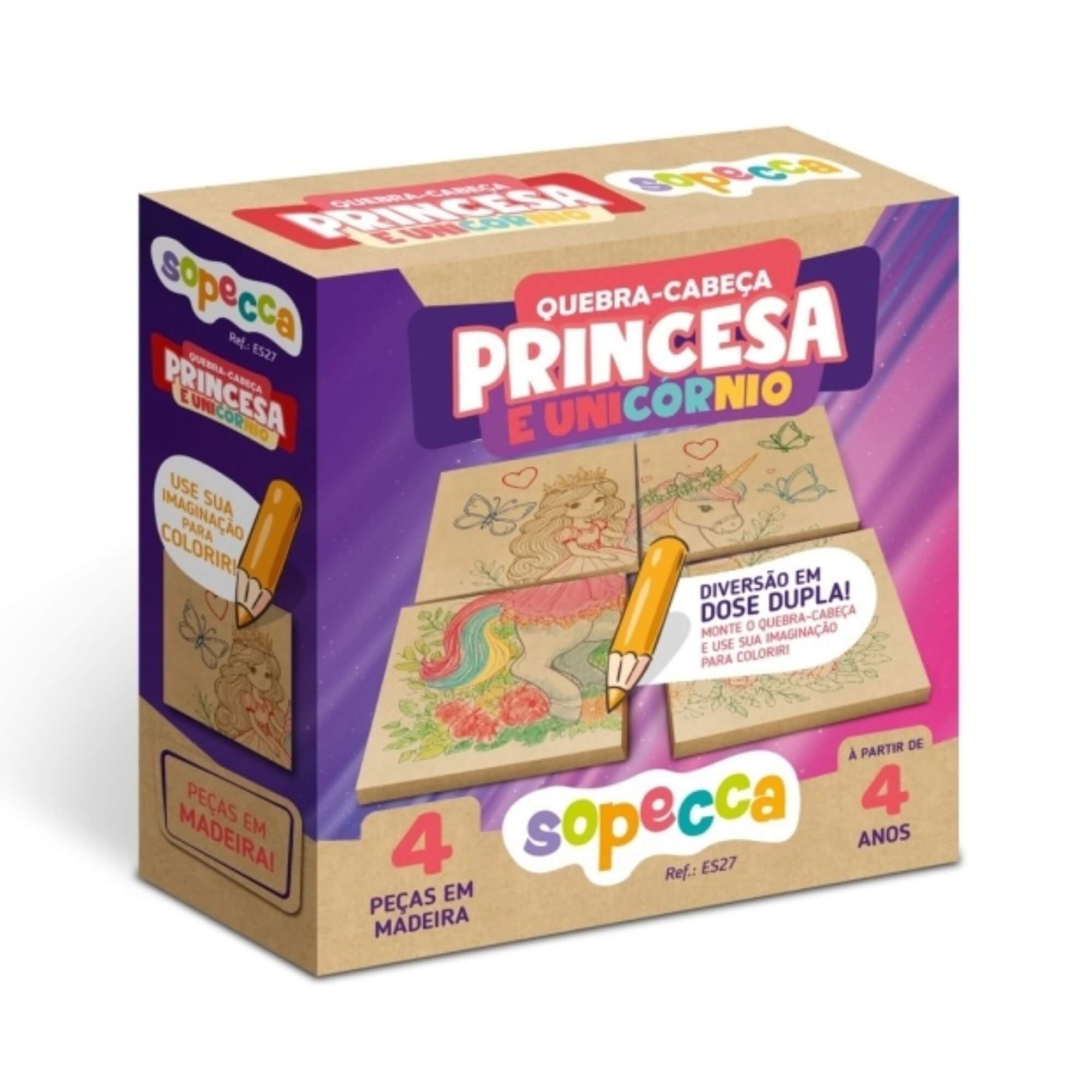 Quebra Cabeça Infantil Princesa e Unicórnio Sopecca - ES27