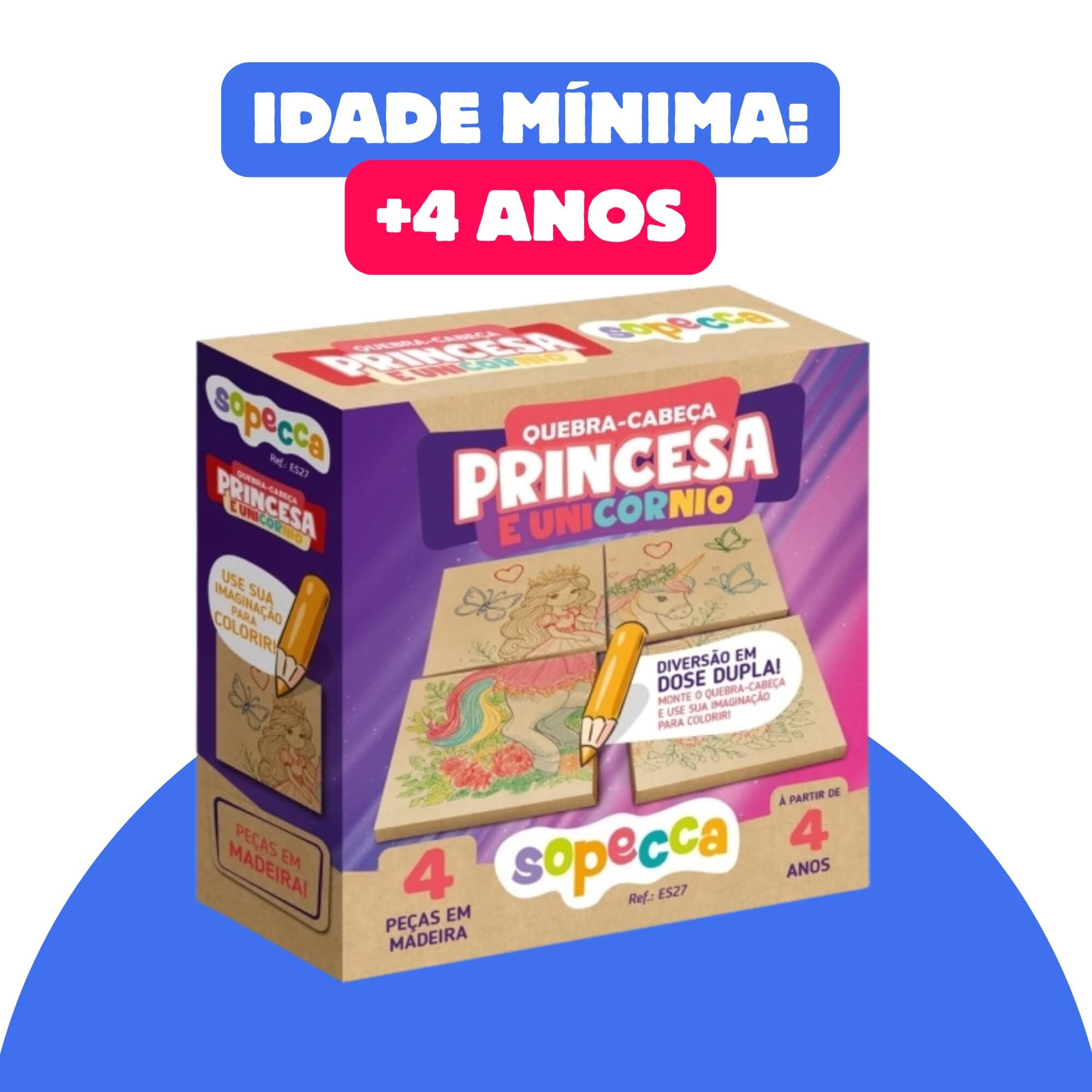 Quebra Cabeça Infantil Princesa e Unicórnio Sopecca - ES27