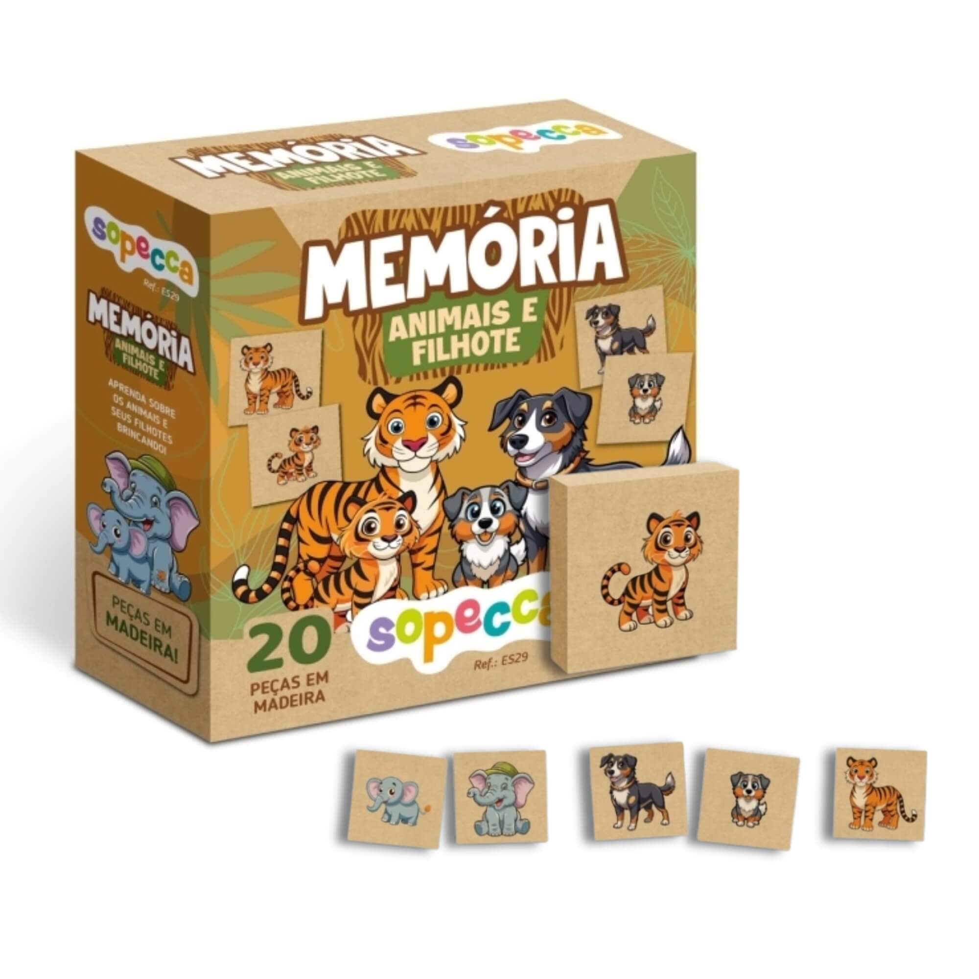 Jogo da Memória Infantil Memória Animais e Filhote Sopecca - ES29