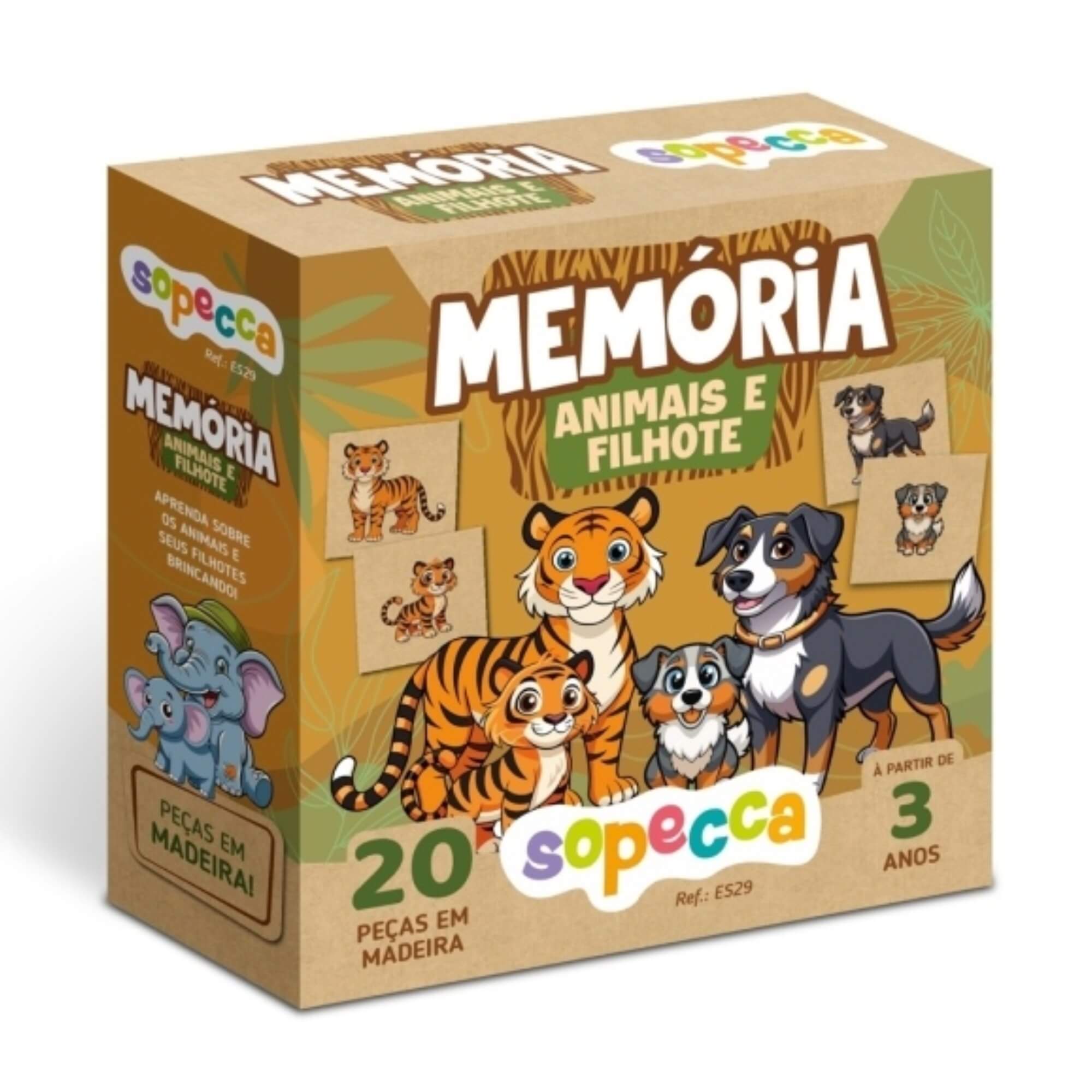 Jogo da Memória Infantil Memória Animais e Filhote Sopecca - ES29
