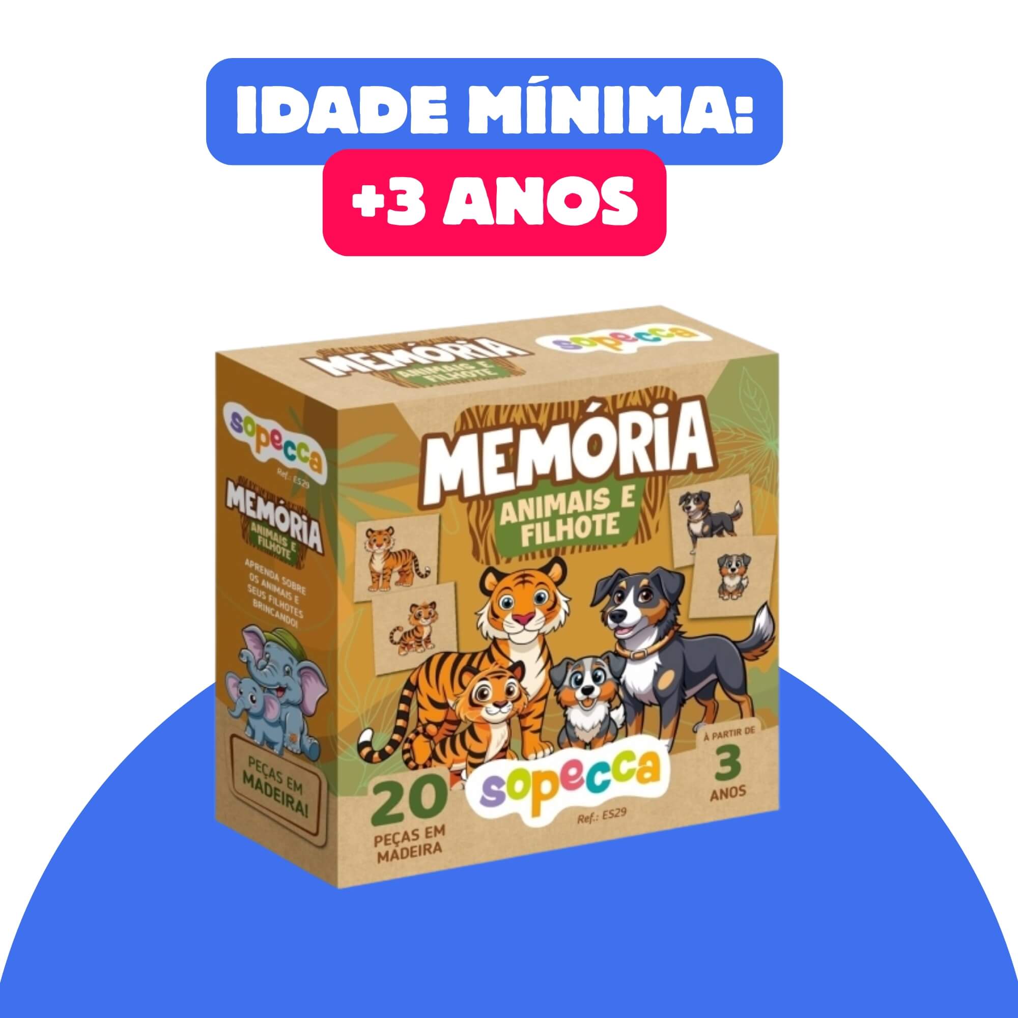 Jogo da Memória Infantil Memória Animais e Filhote Sopecca - ES29