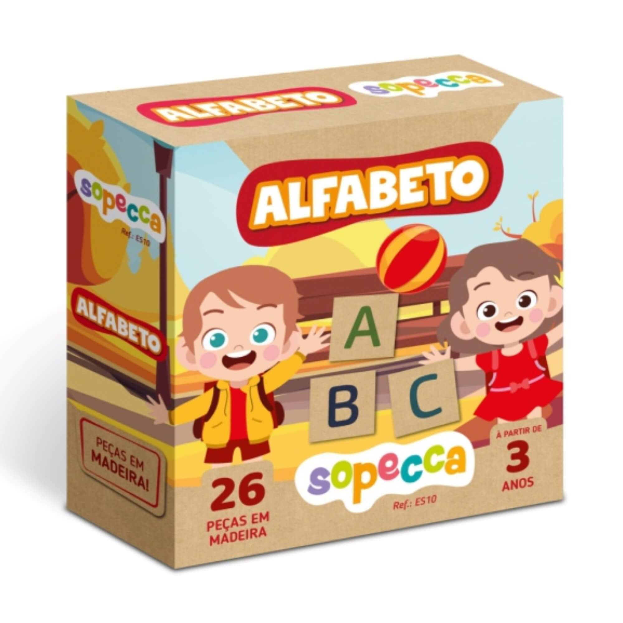 Jogo Infantil Educativo Alfabeto c/ 26 peças em MDF Sopecca - ES10