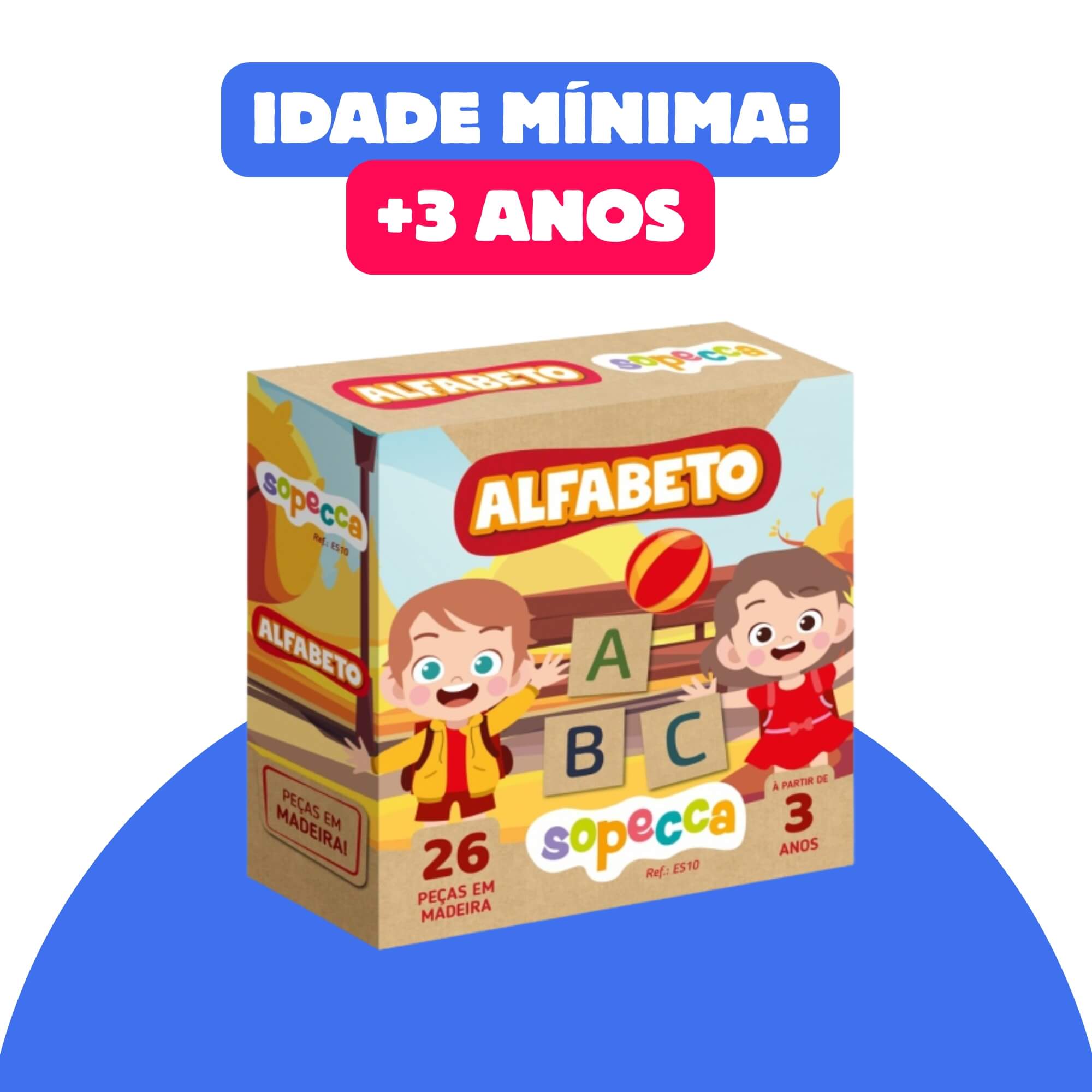 Jogo Infantil Educativo Alfabeto c/ 26 peças em MDF Sopecca - ES10