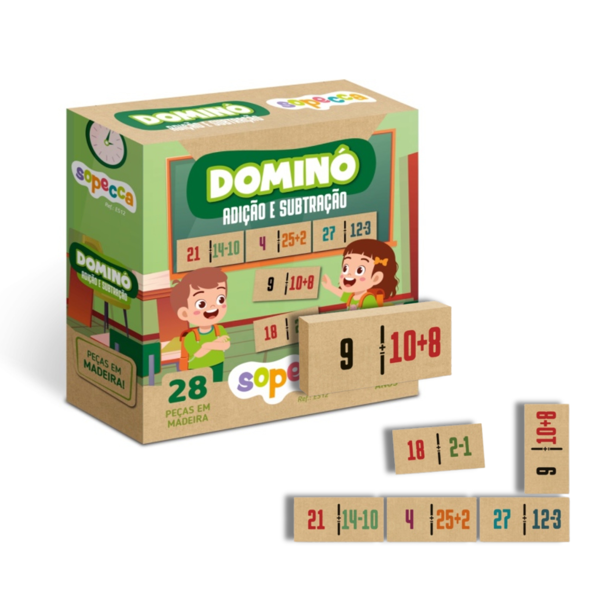 Jogo Infantil Educativo Dominó Adição e Subtração Sopecca - ES12