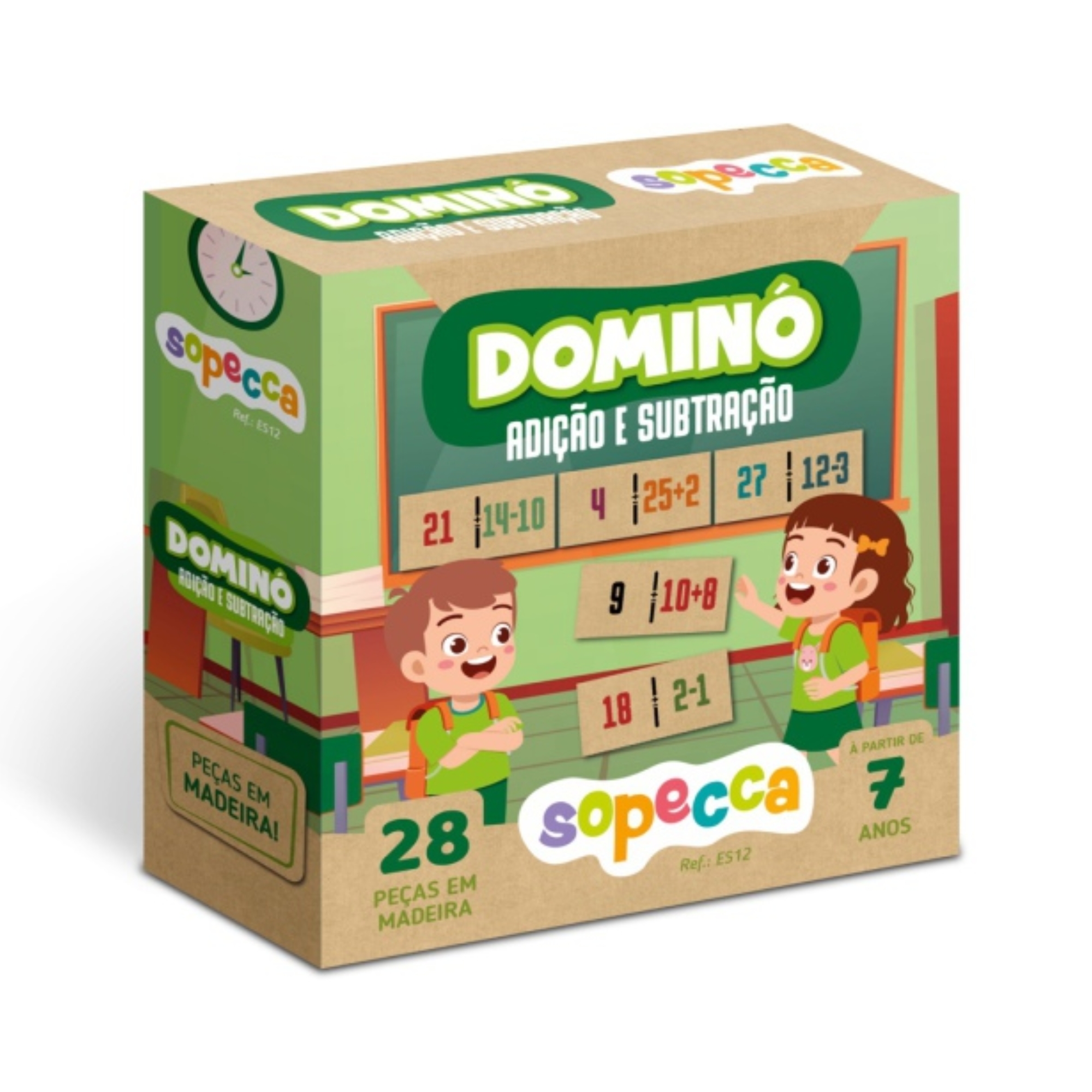 Jogo Infantil Educativo Dominó Adição e Subtração Sopecca - ES12