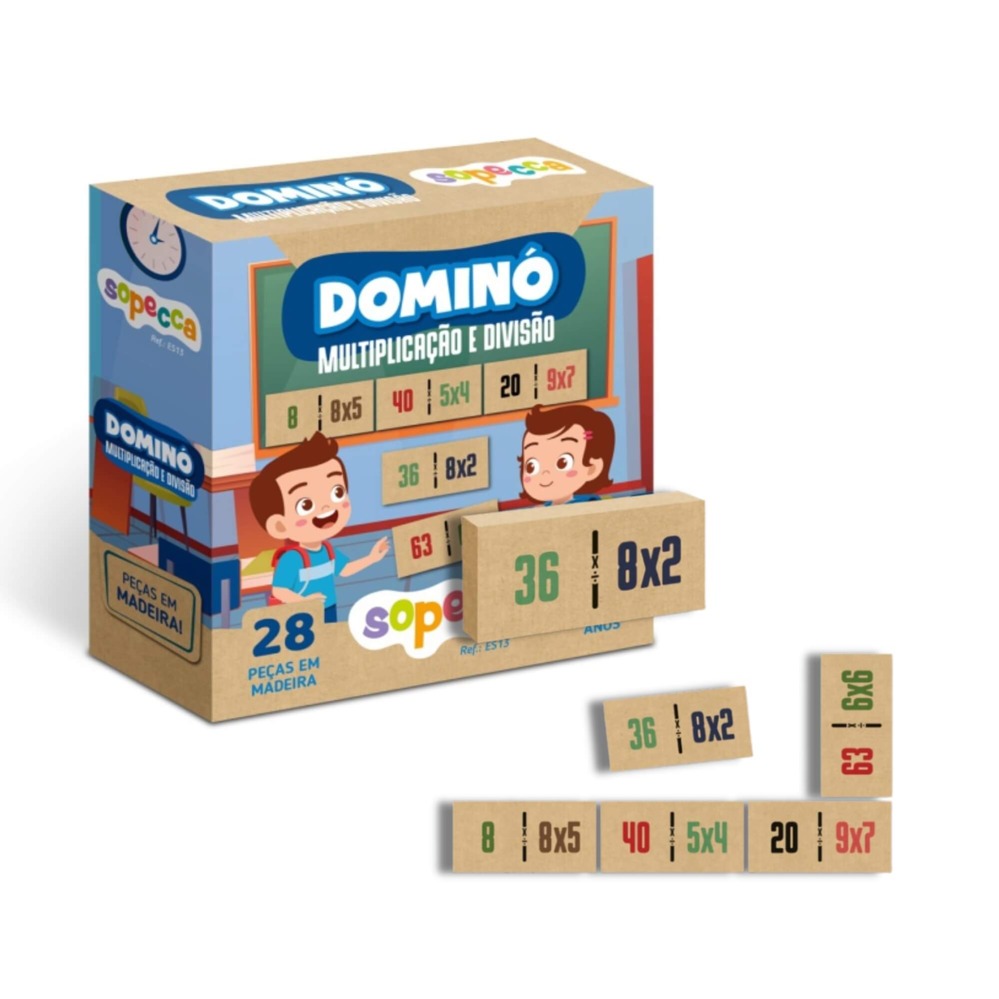 Jogo Infantil Educativo Dominó Multiplicação e Divisão Sopecca - ES13