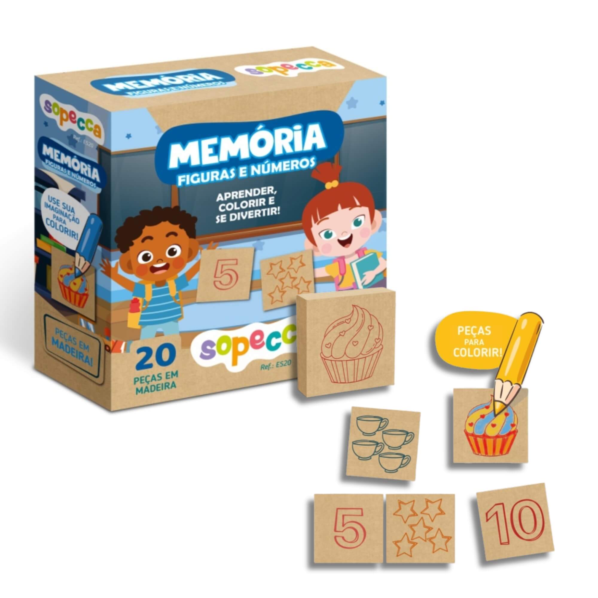 Jogo da Memória Infantil Memória Figuras e Números Sopecca - ES20
