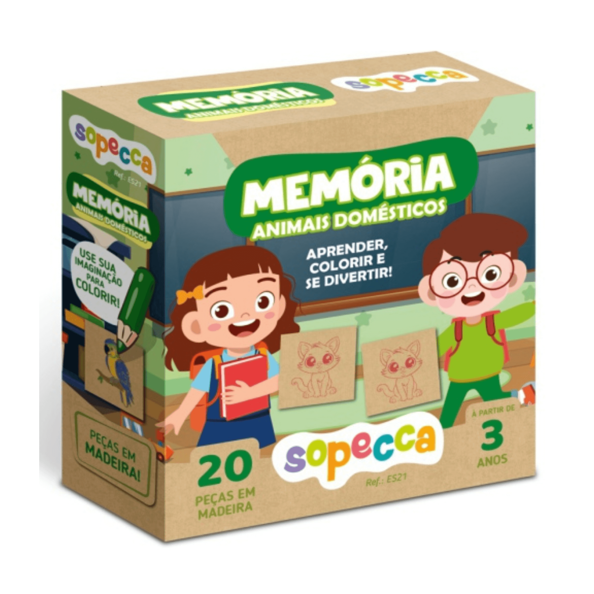 Jogo da Memória Infantil: Animais Domésticos 20 peças Sopecca - ES21