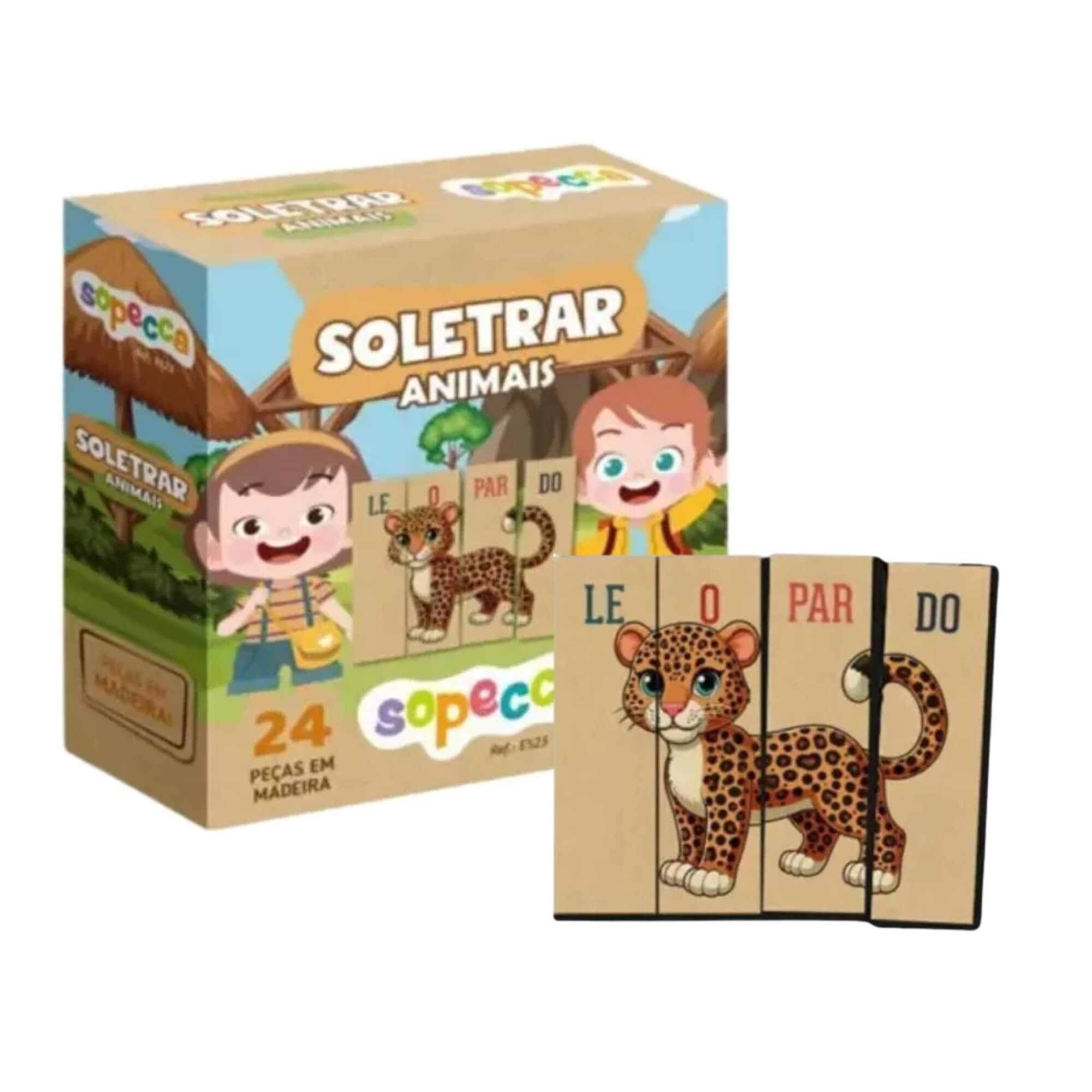 Jogo Infantil Soletrar Animais 24 Peças Sopecca - ES23