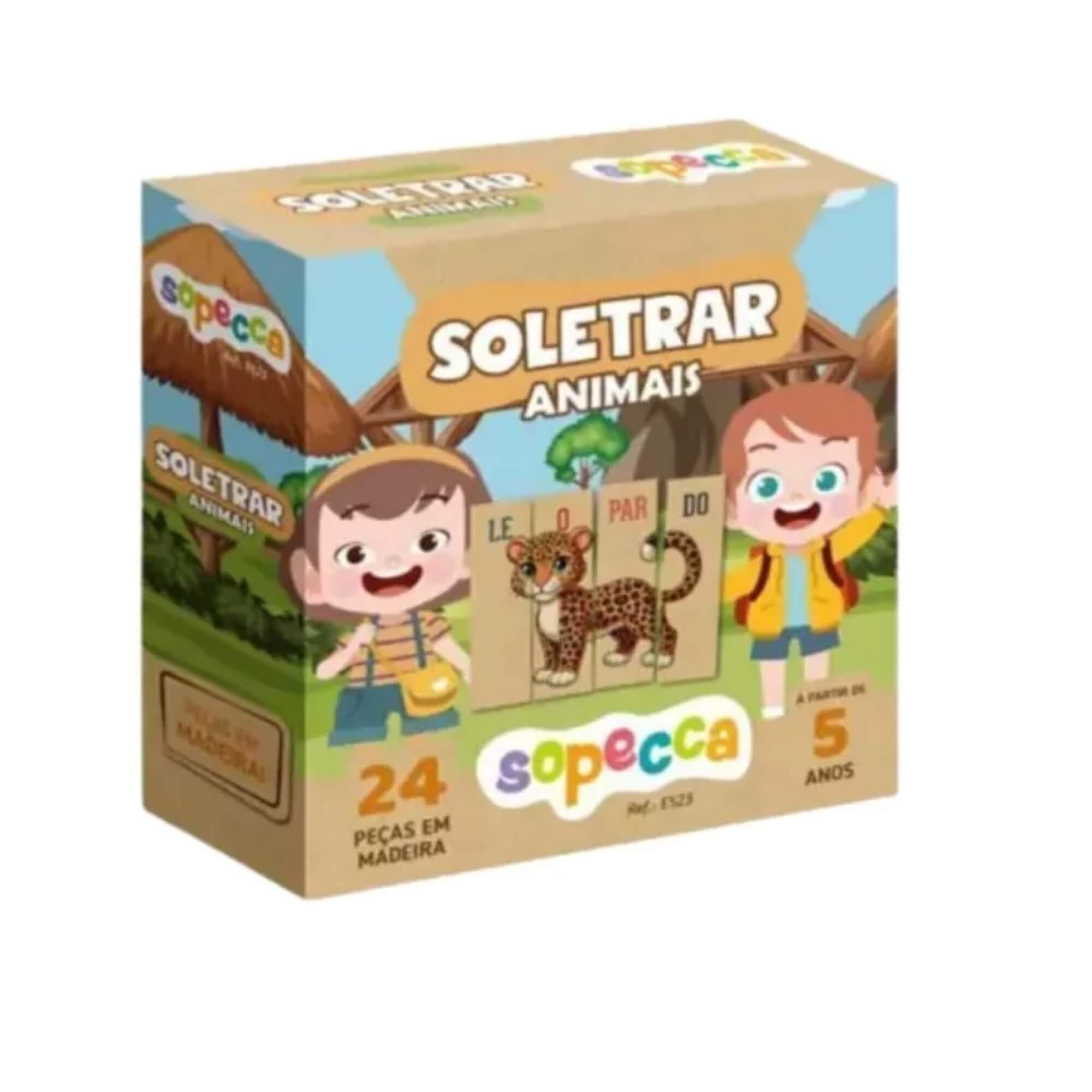 Jogo Infantil Soletrar Animais 24 Peças Sopecca - ES23
