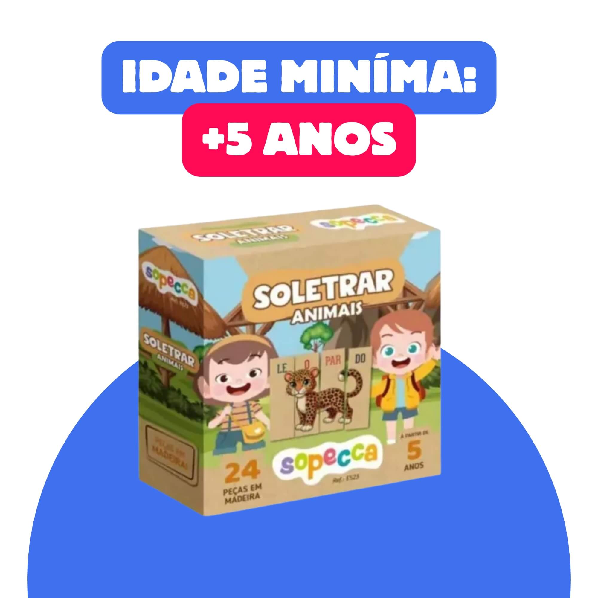 Jogo Infantil Soletrar Animais 24 Peças Sopecca - ES23